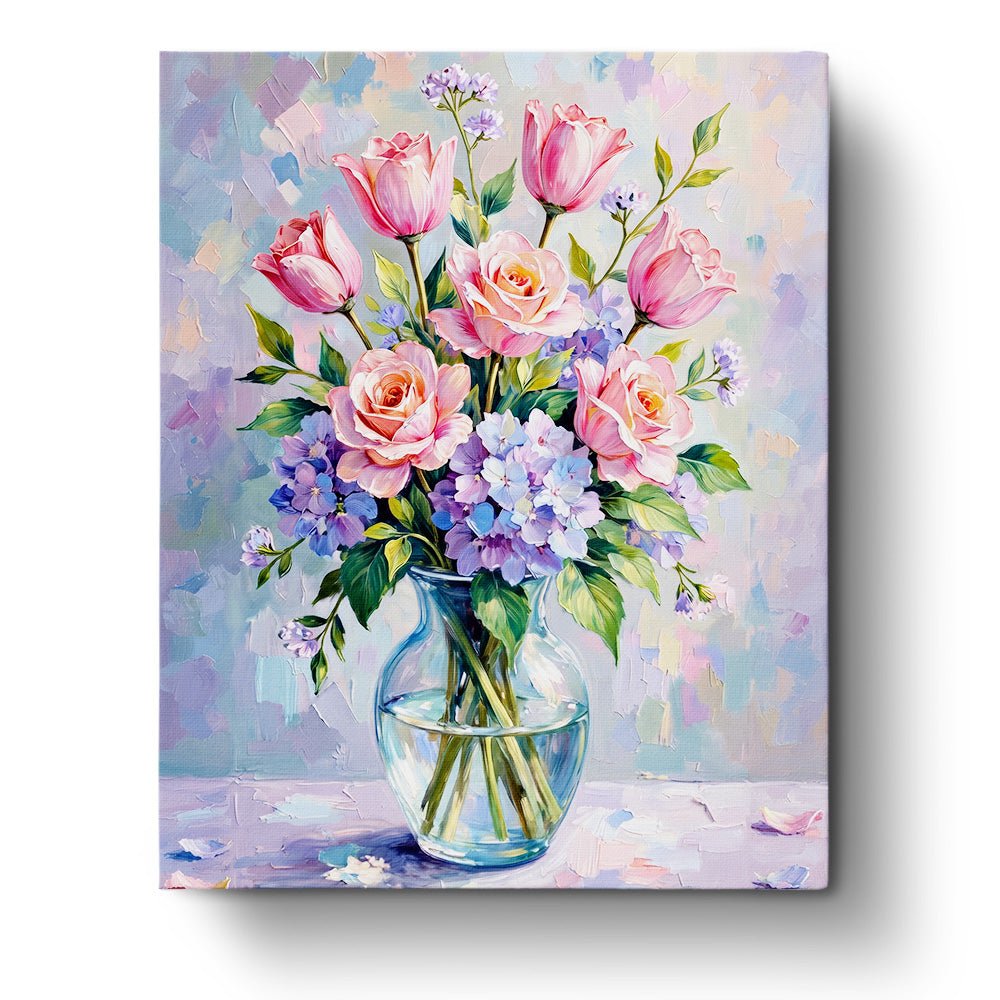 Pastel Blooms in Vase - Flowers - BestPaintByNumbers - Paint by Numbers Custom Kit