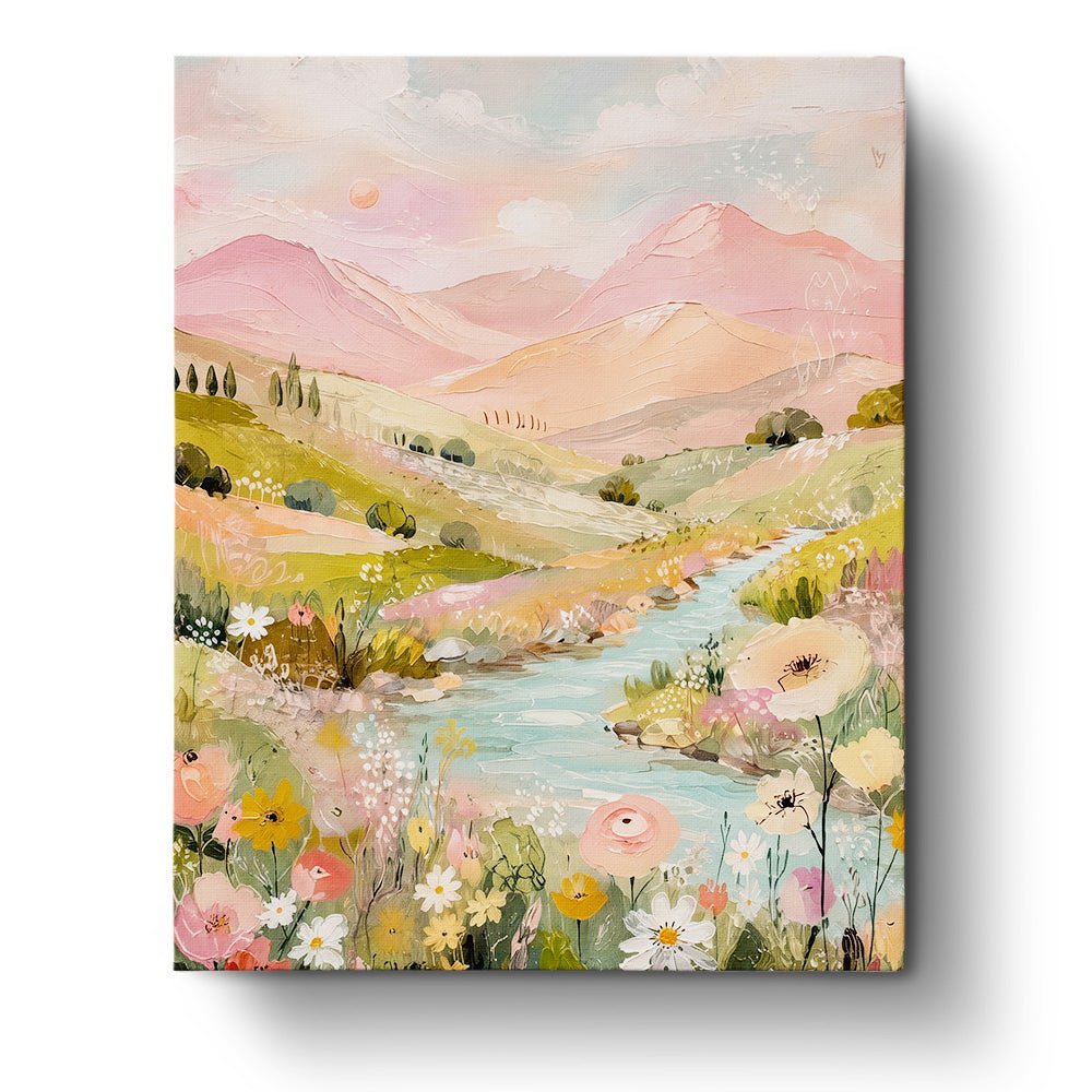 Pastel Mountain Stream - Landscape - BestPaintByNumbers - Paint by Numbers Custom Kit