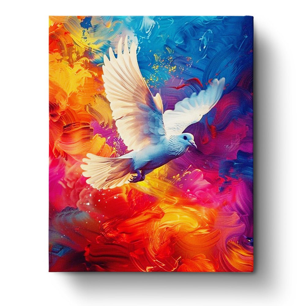 Peaceful Dove on Vibrant Abstract - Religion - BestPaintByNumbers - Paint by Numbers Custom Kit