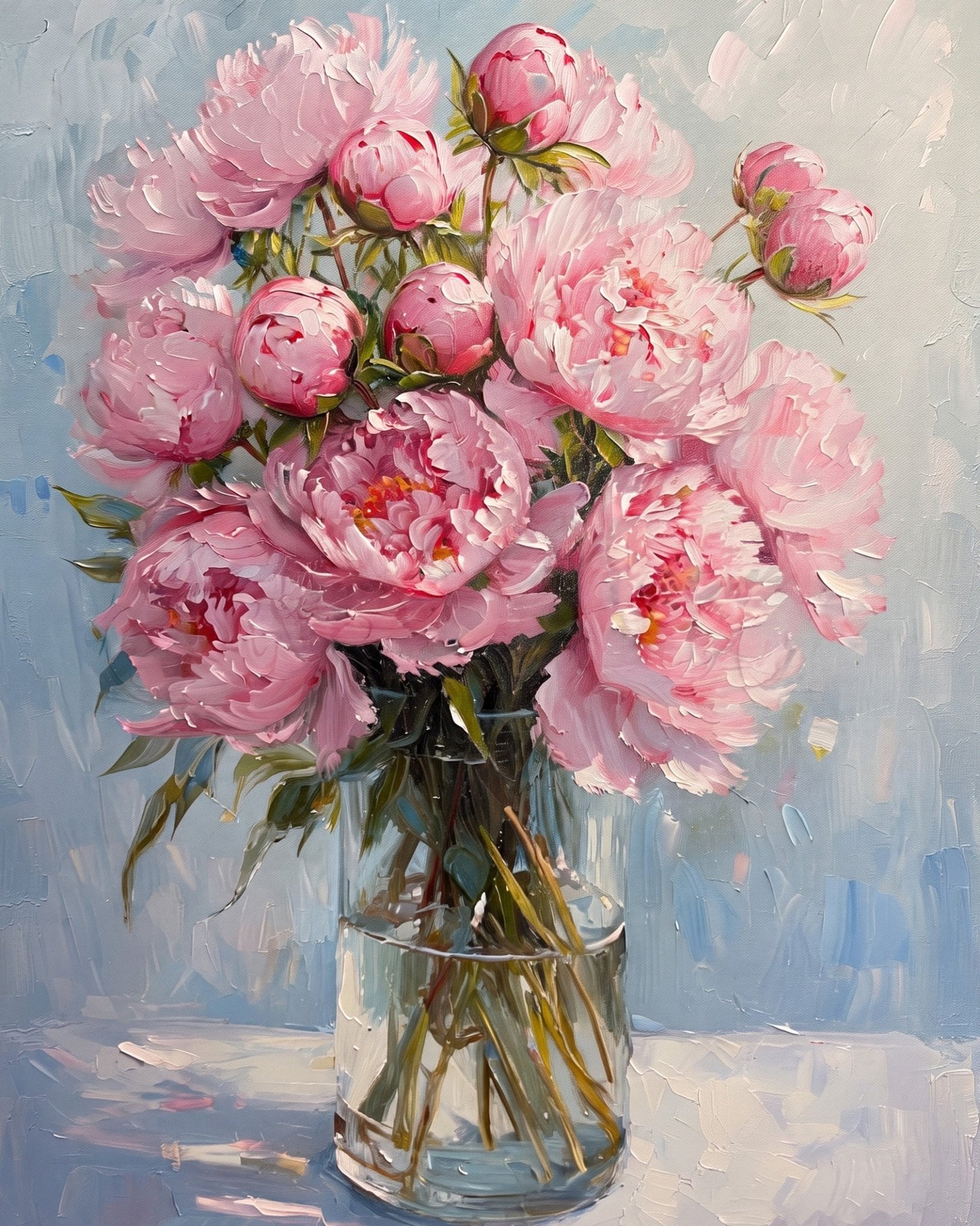 Pink Peonies in Bloom - Flowers - BestPaintByNumbers - Paint by Numbers Custom Kit