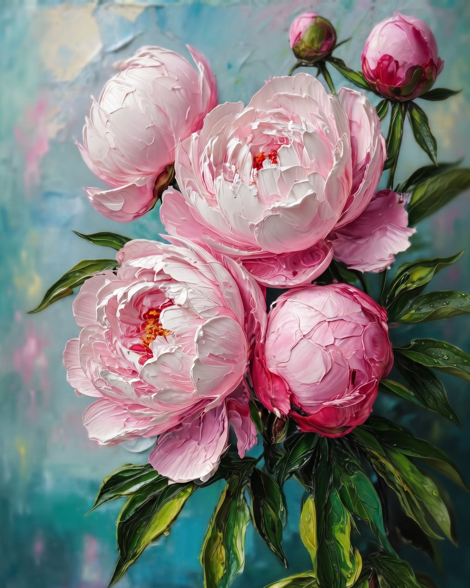 Pink Peony Blossoms - Flowers - BestPaintByNumbers - Paint by Numbers Custom Kit
