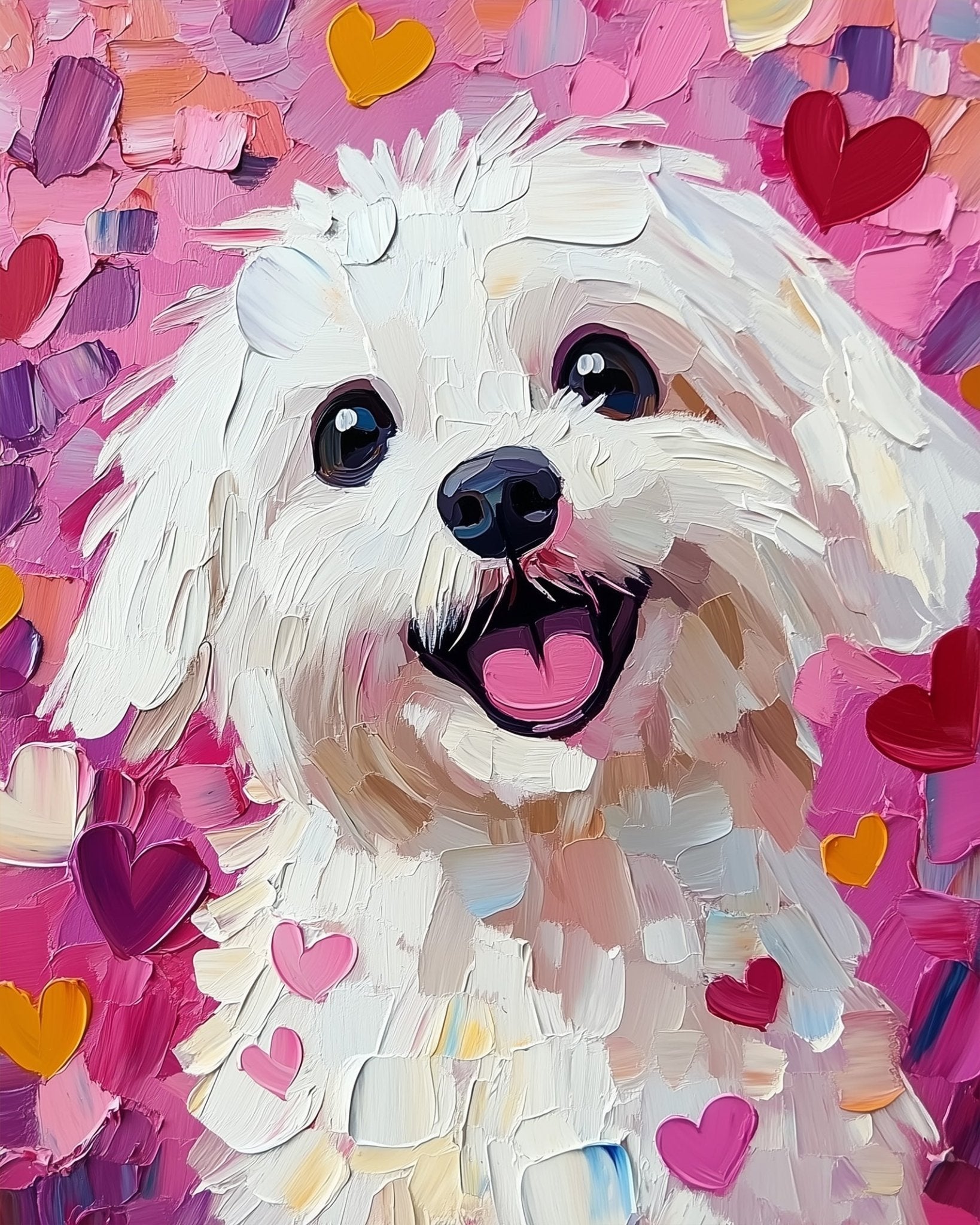 Playful Puppy with Hearts - Dogs - BestPaintByNumbers - Paint by Numbers Custom Kit