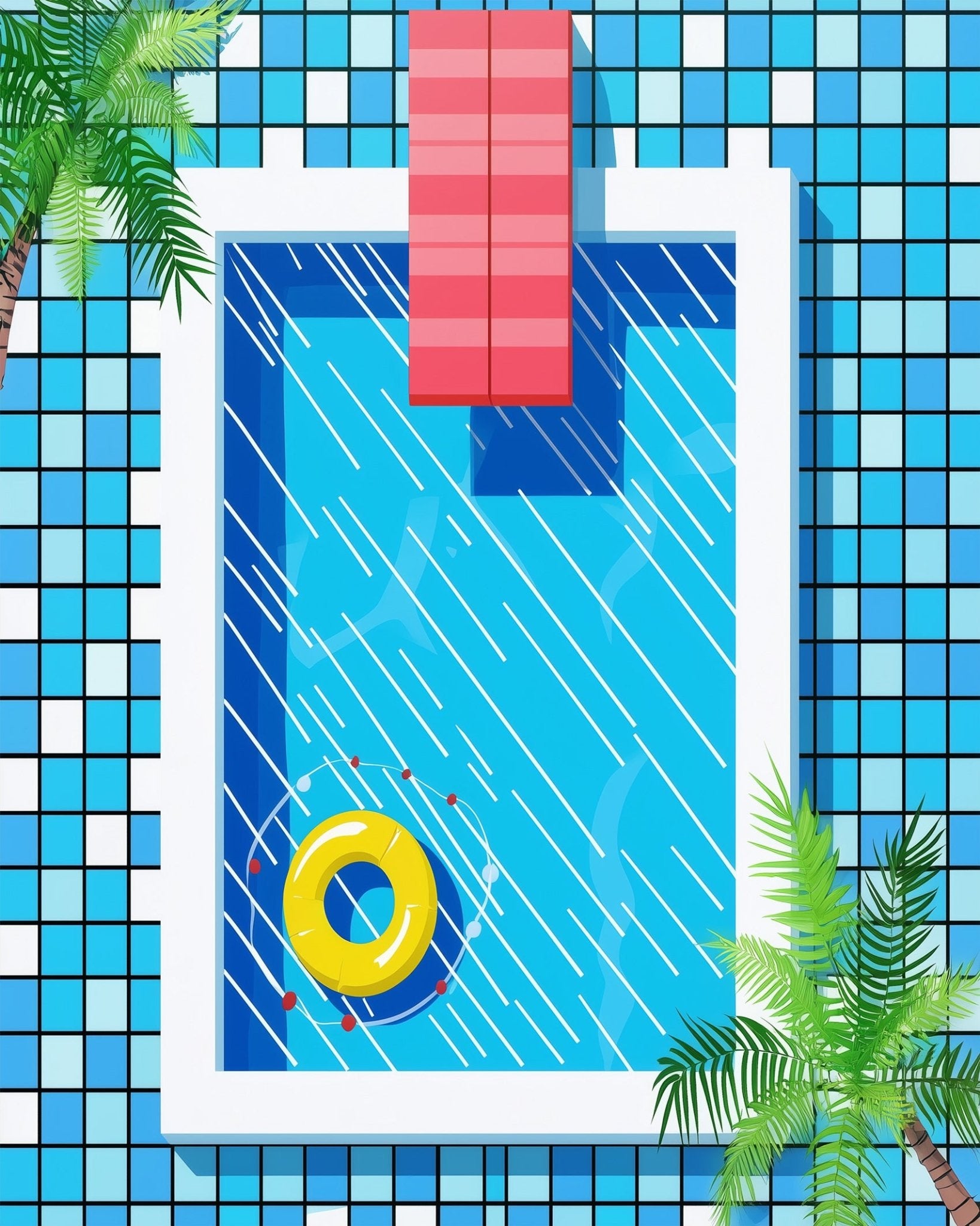 Poolside Sunshine Retreat - Minimalistic - BestPaintByNumbers - Paint by Numbers Custom Kit