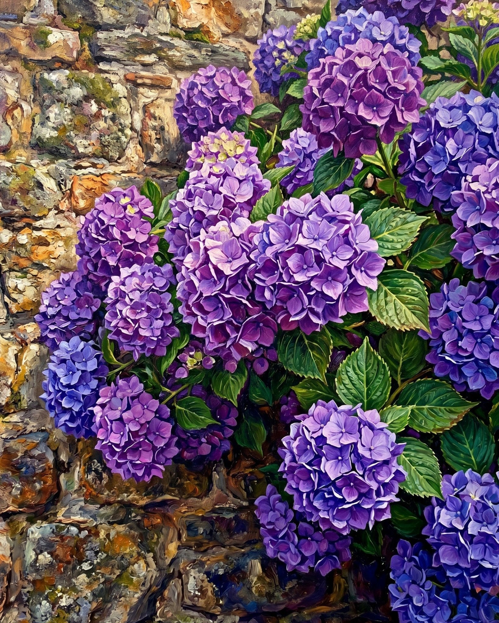 Purple Hydrangeas in Bloom - Flowers - BestPaintByNumbers - Paint by Numbers Custom Kit