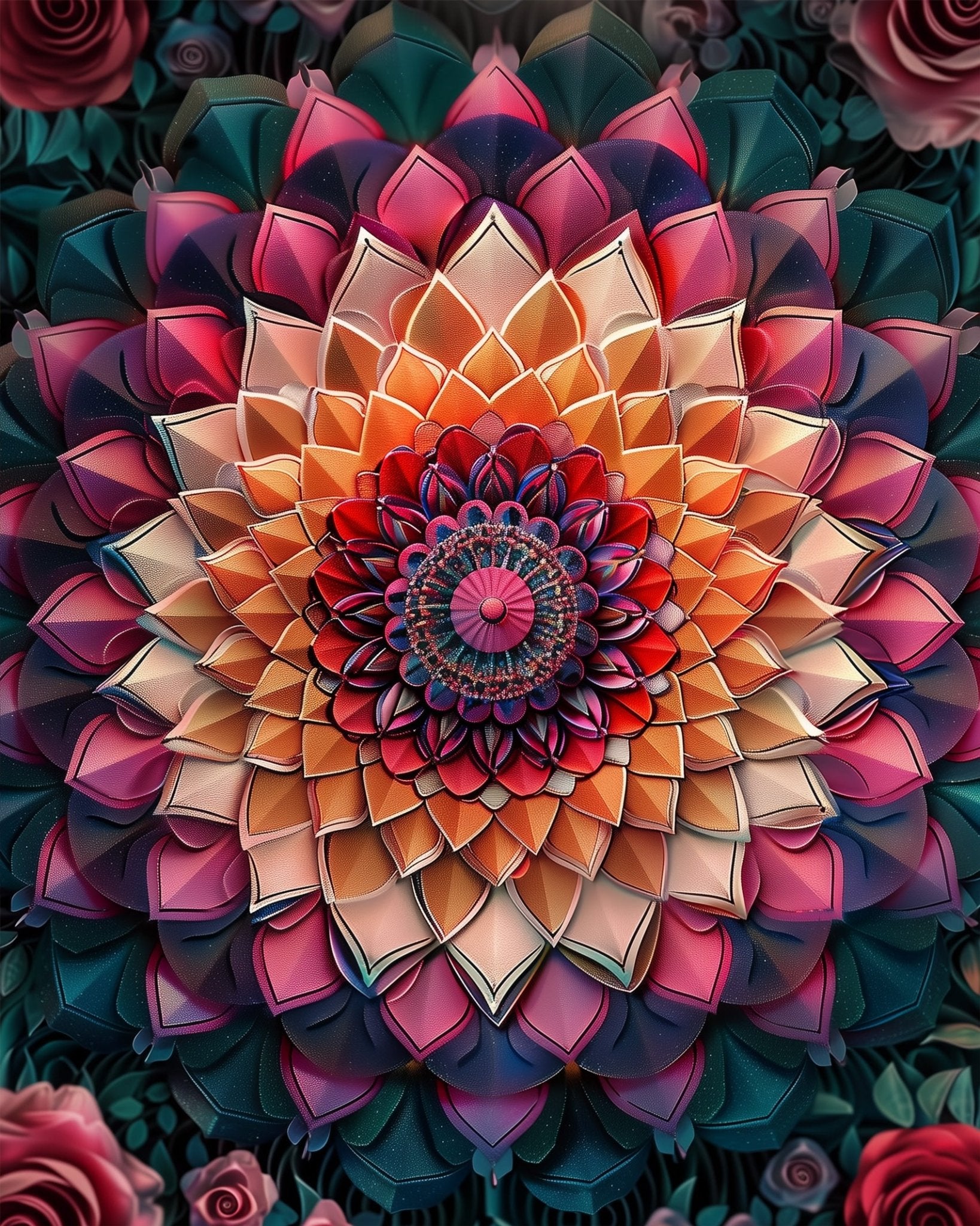 Fixed paint by numbers kit, 24 colors, 12x16in. Artistic mandala design with bold strokes for relaxation and joy.