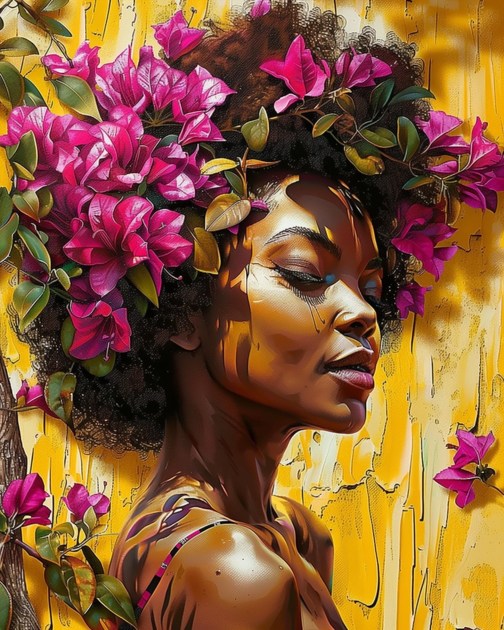 Radiant Blossoms Woman - Floral Women - BestPaintByNumbers - Paint by Numbers Custom Kit