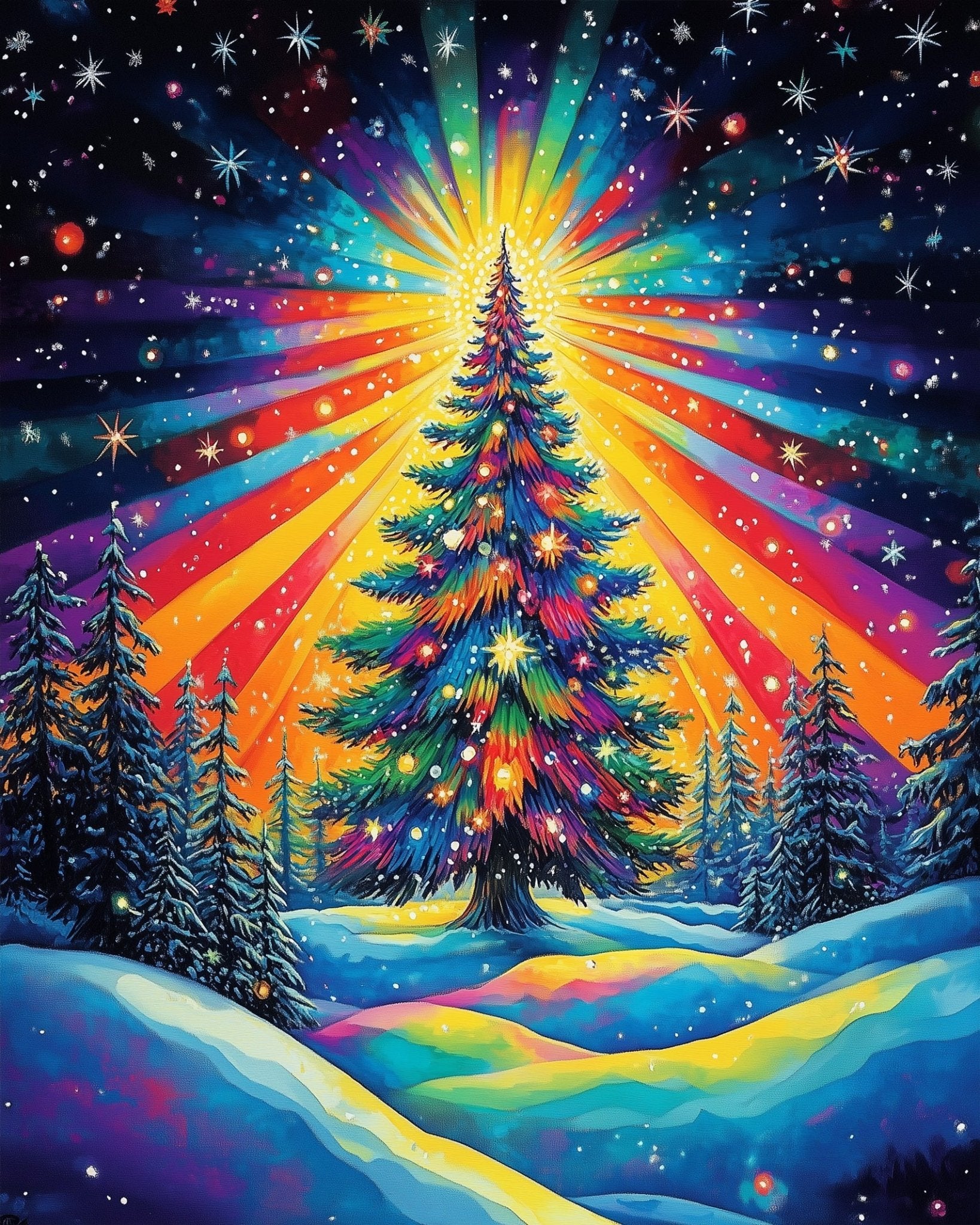 Radiant Christmas Tree - Christmas - BestPaintByNumbers - Paint by Numbers Custom Kit