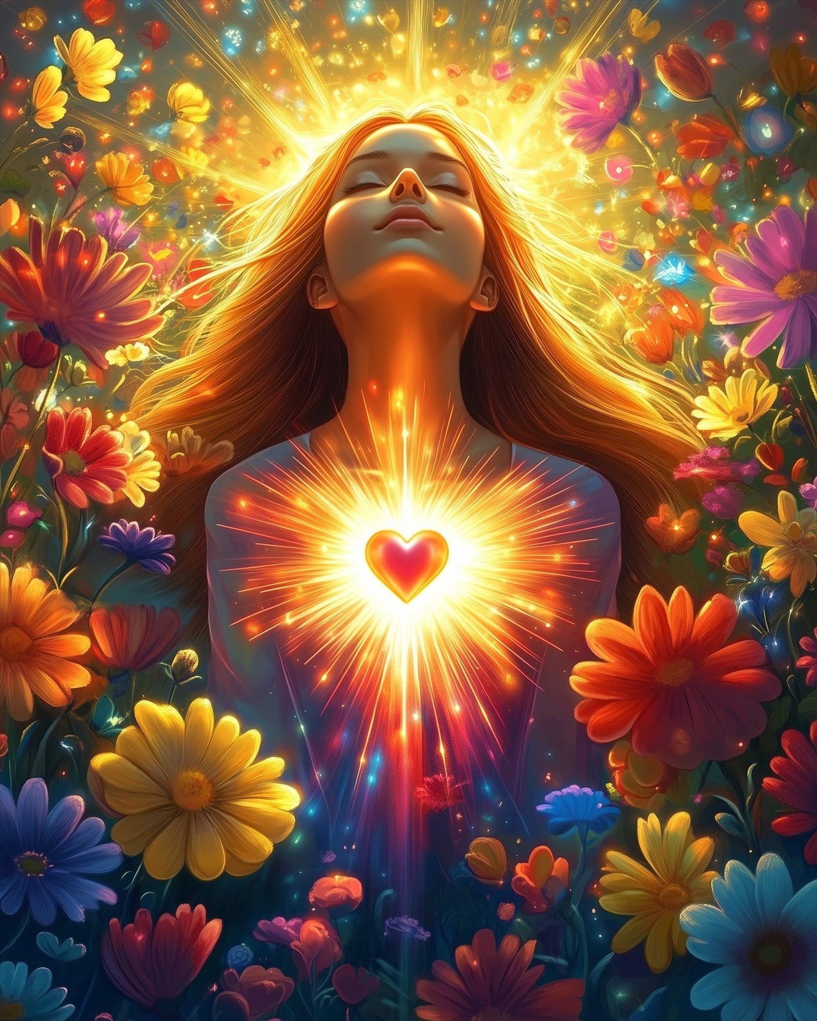 Radiant Heart Serenity - Meditation - BestPaintByNumbers - Paint by Numbers Custom Kit