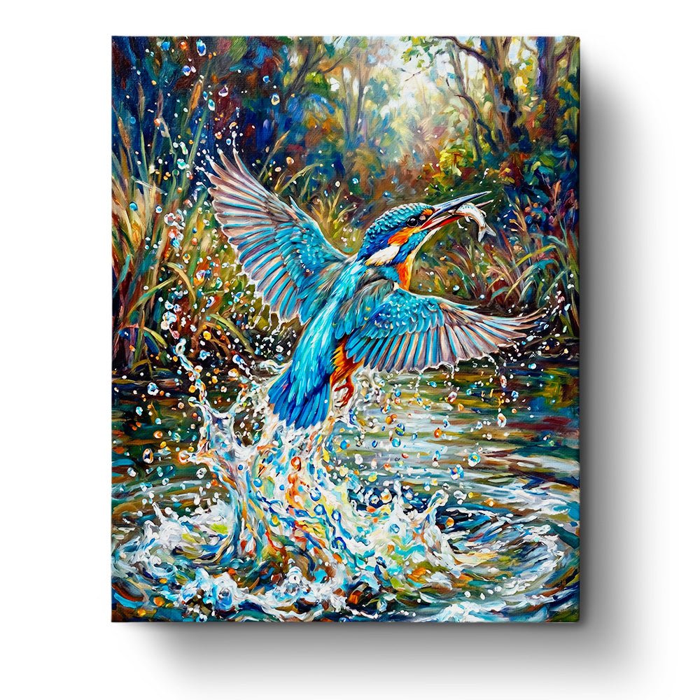 Radiant Kingfisher Splash - Animals - BestPaintByNumbers - Paint by Numbers Custom Kit