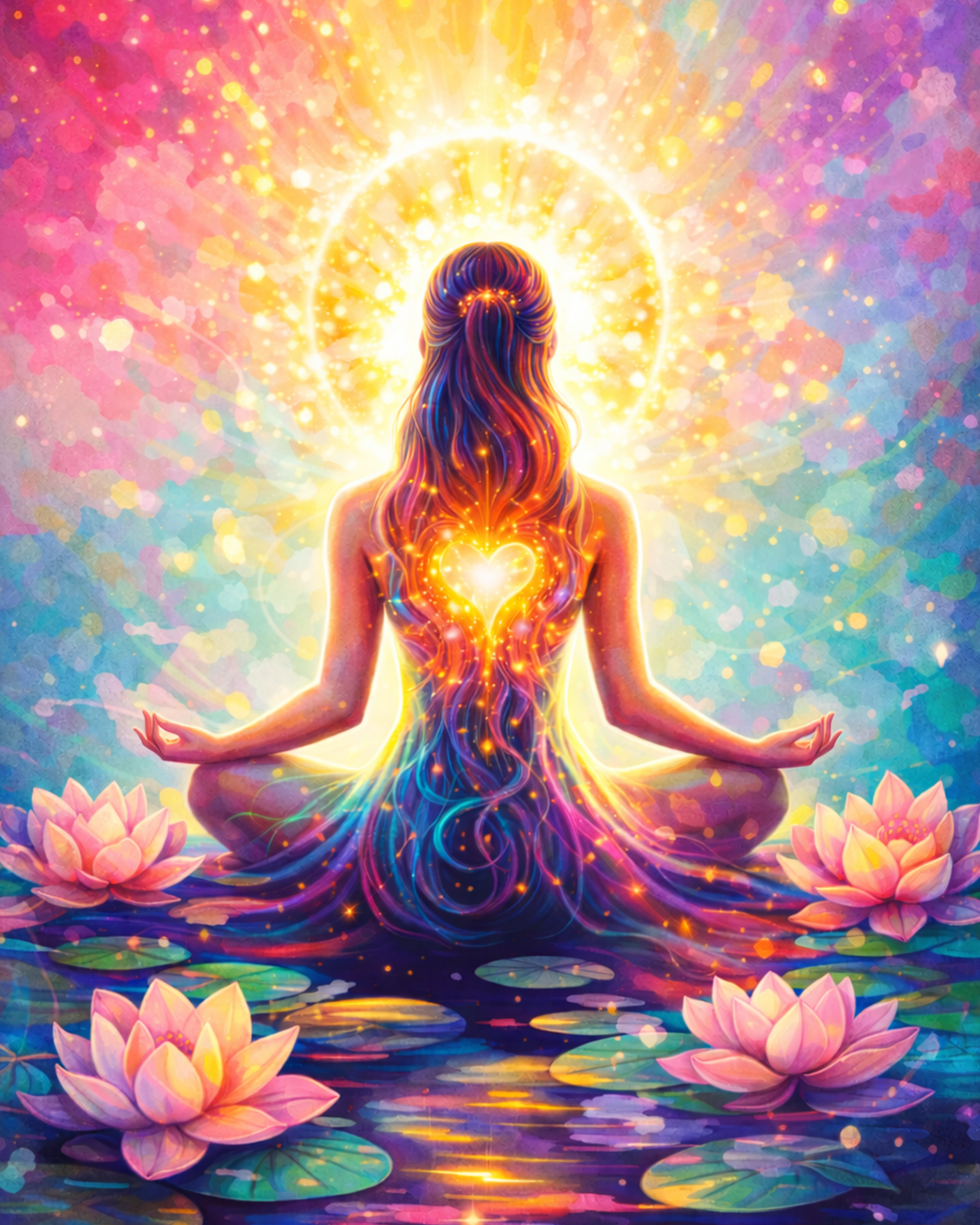 Radiant Lotus Reflection - Meditation - BestPaintByNumbers - Paint by Numbers Custom Kit