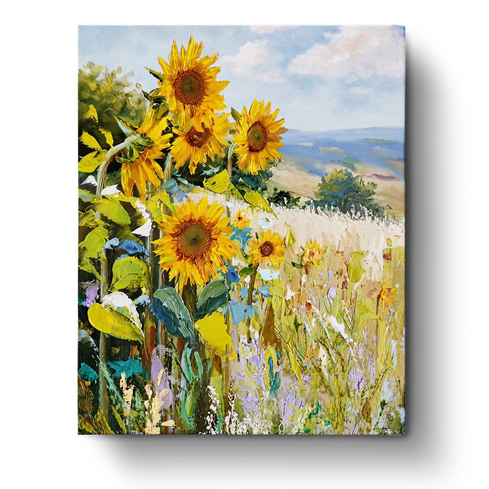 Radiant Sunflowers in Bloom - Flowers - BestPaintByNumbers - Paint by Numbers Custom Kit
