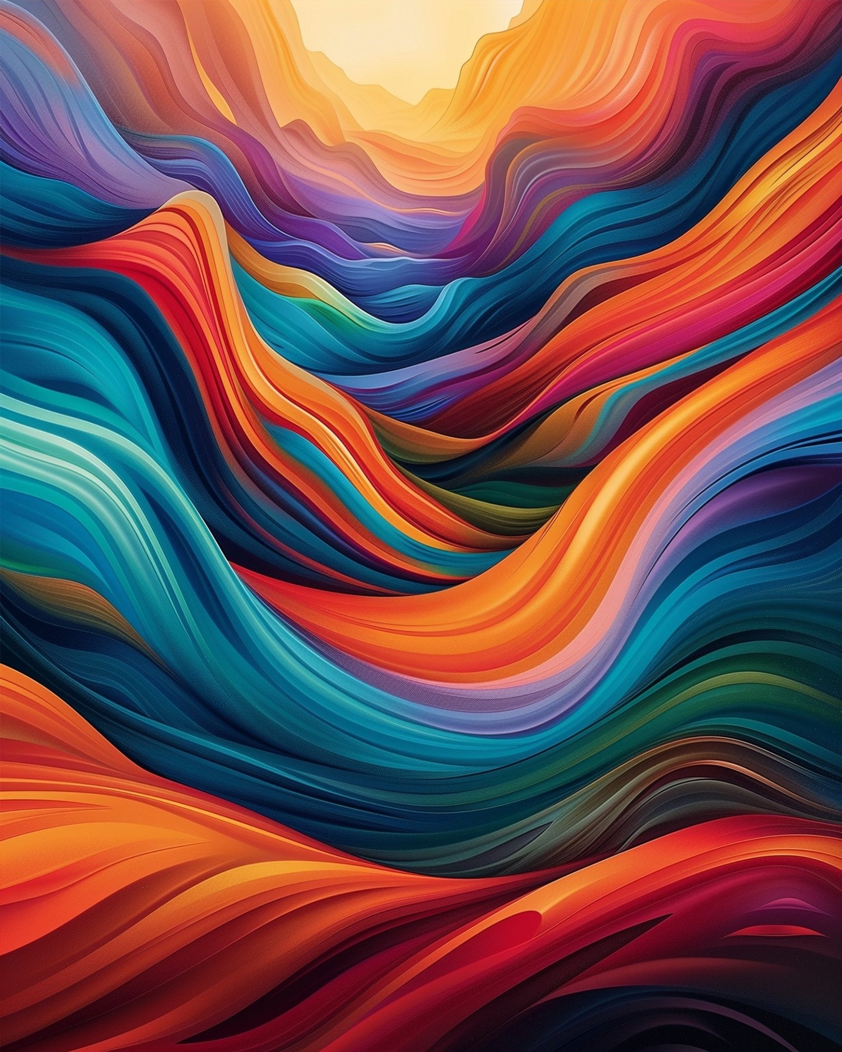 Fixed kit, 24 colors, 16x20in. Colorful abstract mountains. Enjoy a meditative painting session with BestPaintByNumbers.