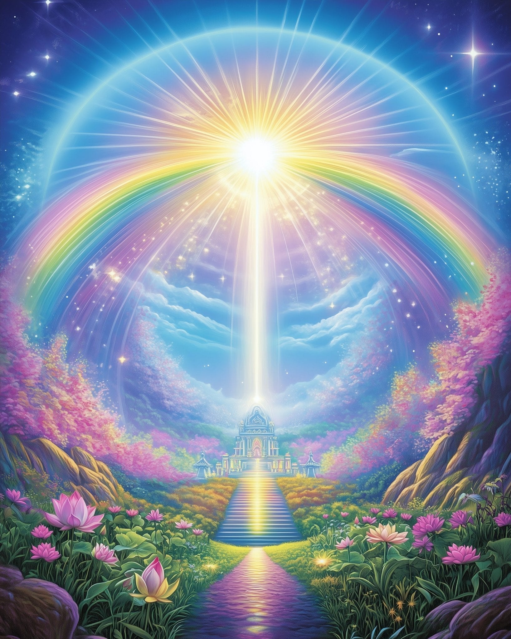 Rainbow Path to Tranquility - Meditation - BestPaintByNumbers - Paint by Numbers Custom Kit
