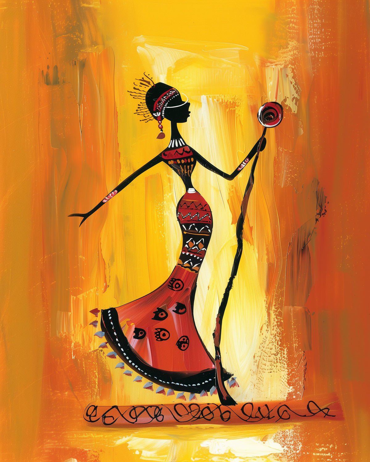 Fixed kit, 24 colors, 16x20in. Regal African woman with intricate dress. Perfect for relaxation and mindfulness. BestPaintByNumbers.