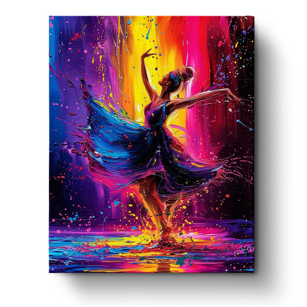 Fixed paint by number kit, 24 colors. Graceful dancer in vibrant hues. Perfect for meditation and relaxation.