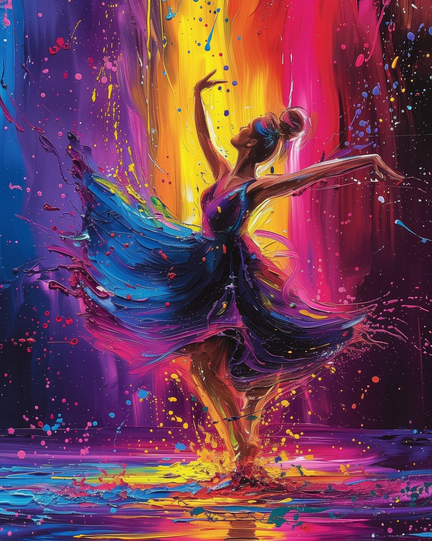 Fixed kit, 24 colors. Artistic dancer in bold, flowing strokes. Ideal for stress relief and mindfulness.