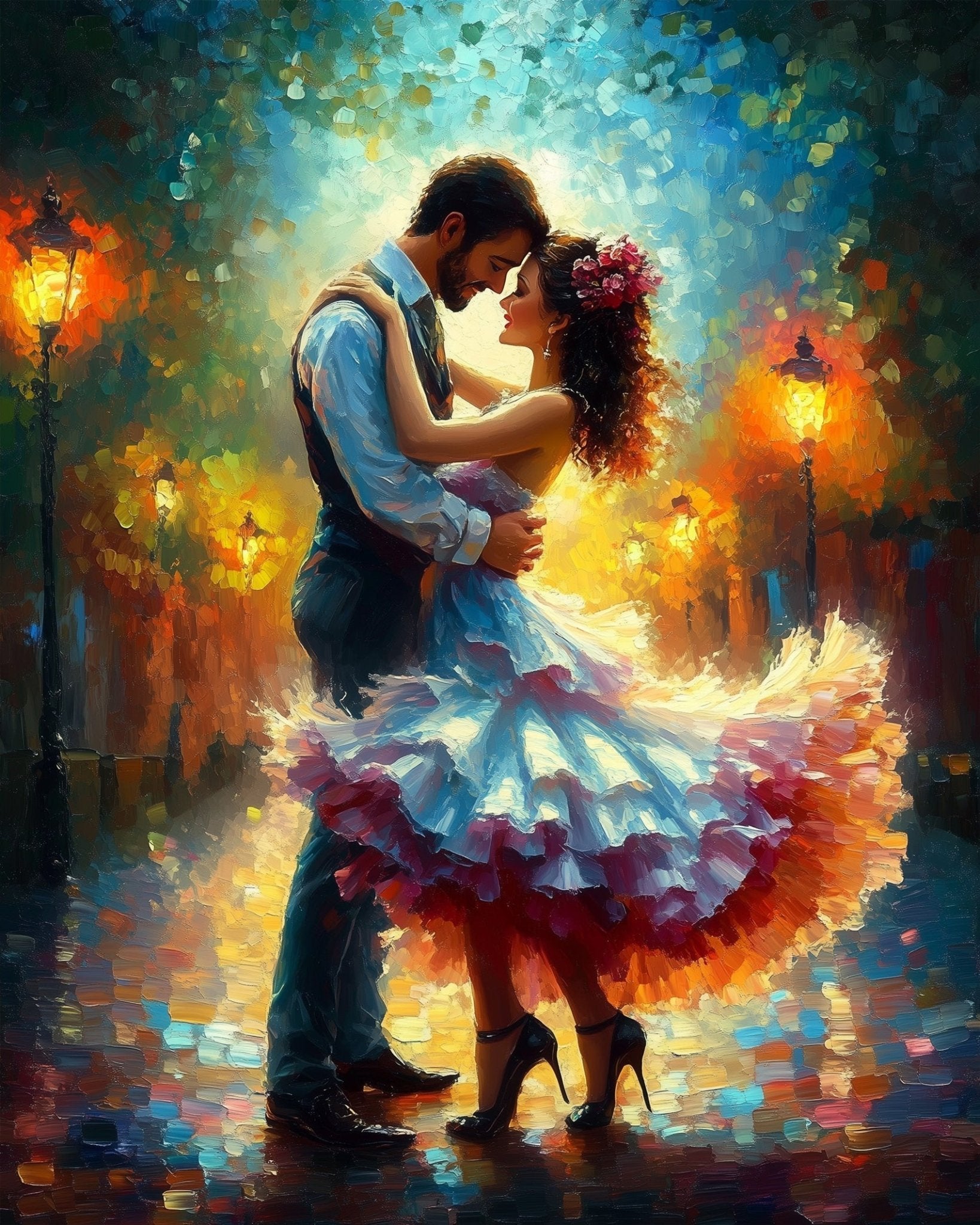 Romantic Night Embrace - Dance - BestPaintByNumbers - Paint by Numbers Custom Kit