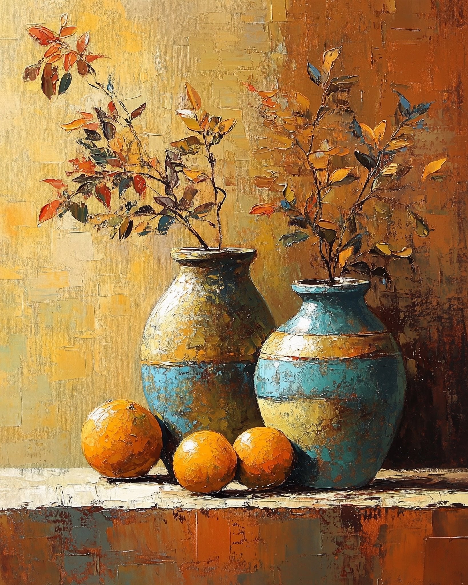 Rustic Vases with Oranges - Still Life - BestPaintByNumbers - Paint by Numbers Custom Kit