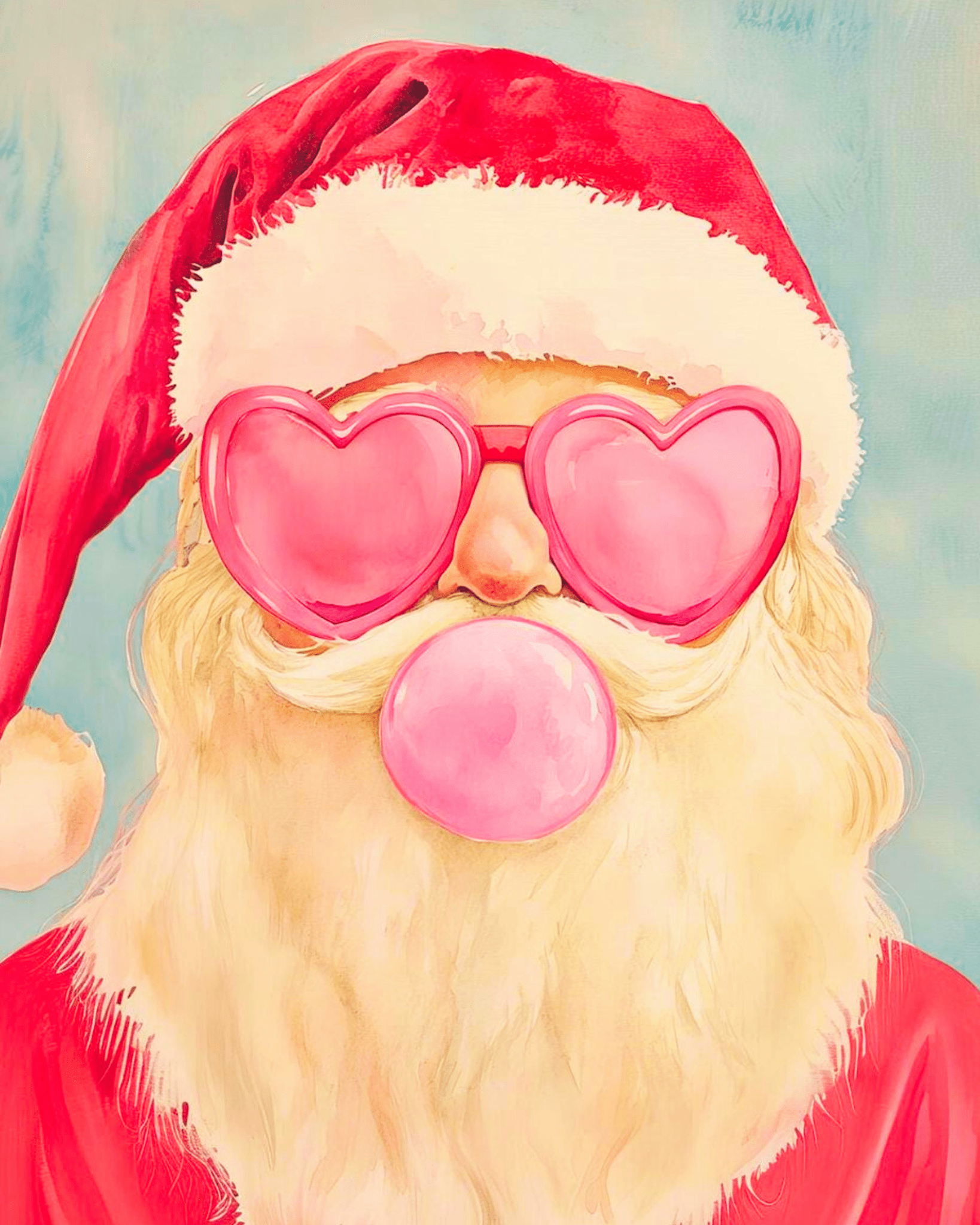 Santa with Heart Sunglasses - Christmas - BestPaintByNumbers - Paint by Numbers Custom Kit