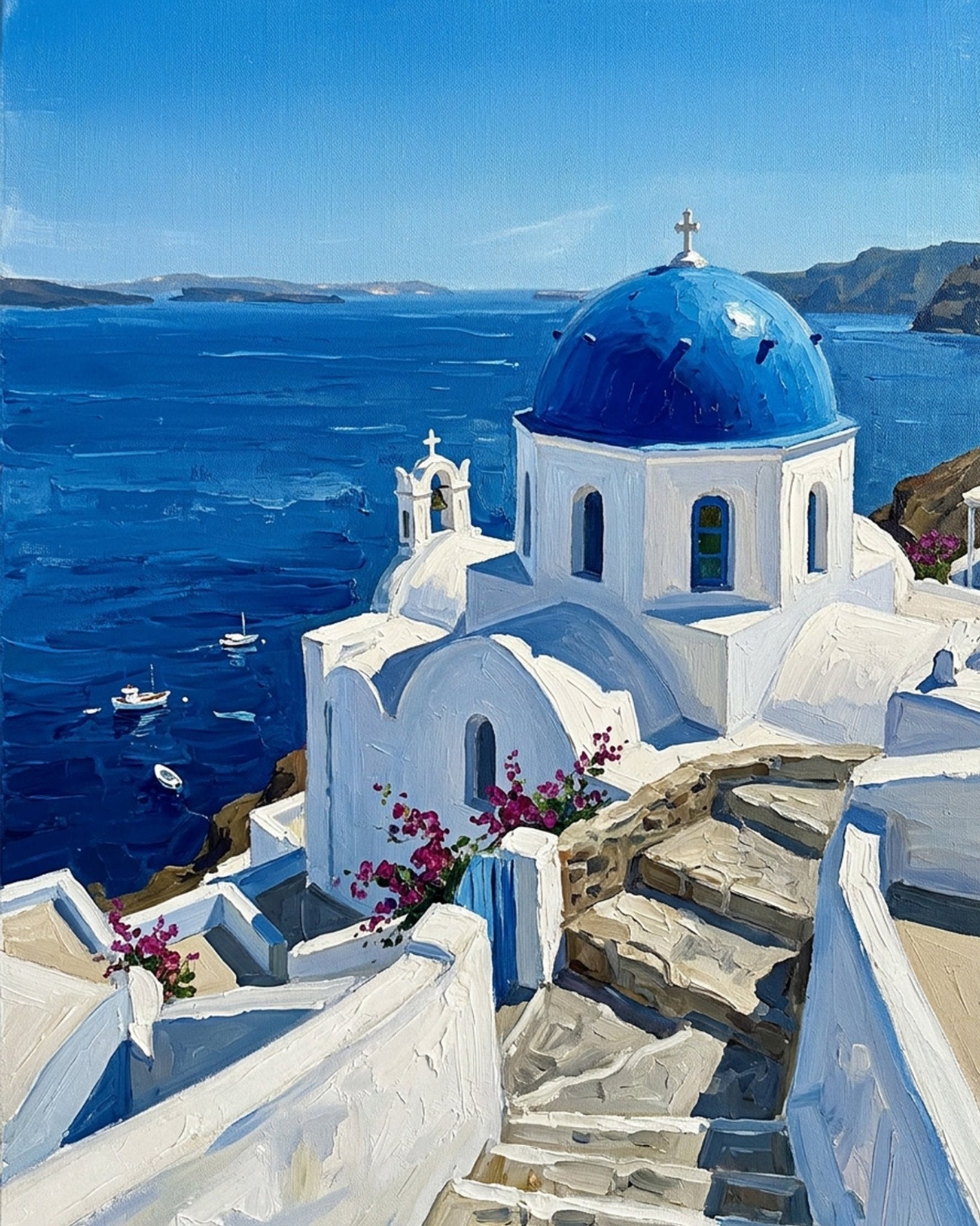 Santorini Dream - Landscape - BestPaintByNumbers - Paint by Numbers Custom Kit