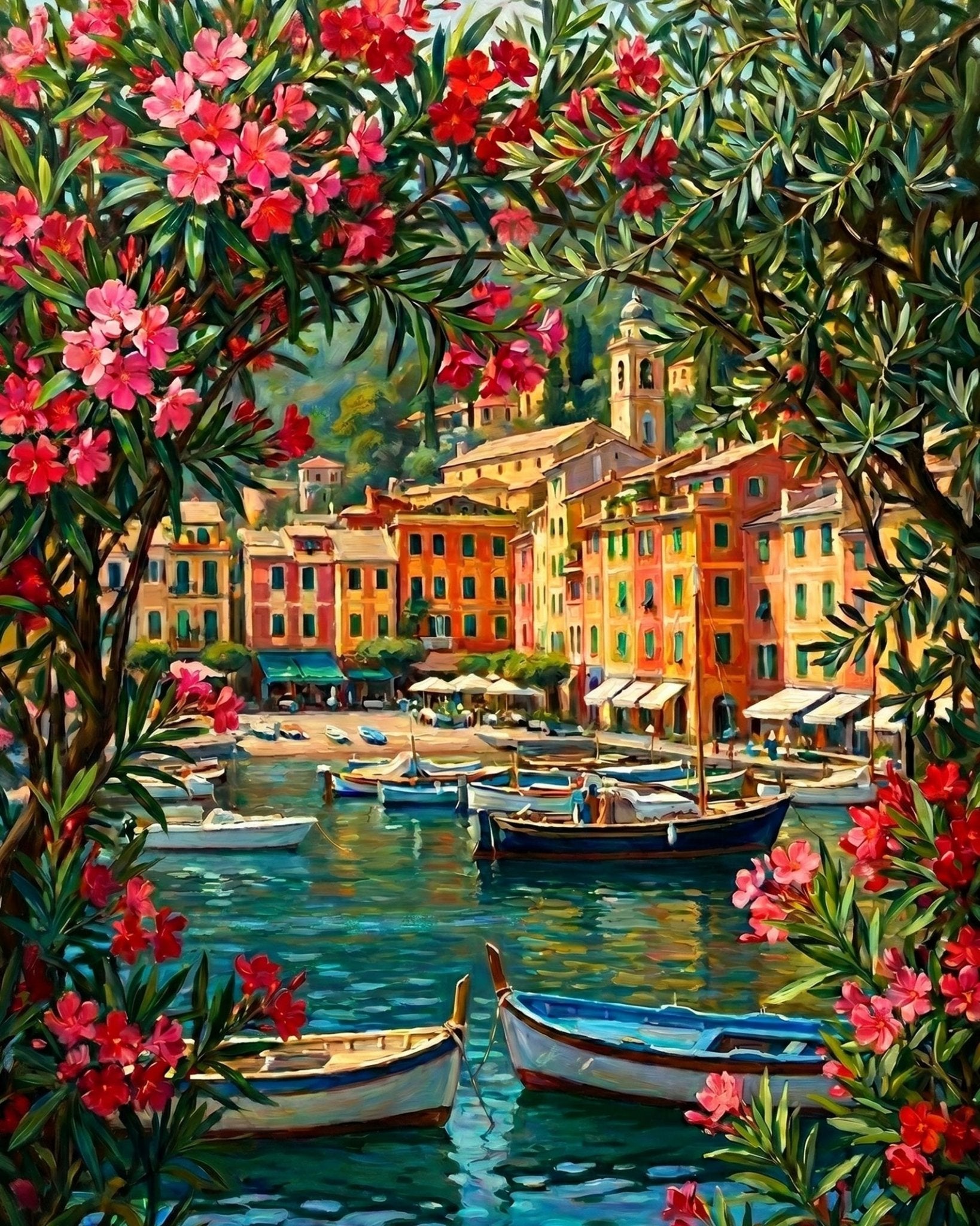 Scenic Italian Harbor - Places - BestPaintByNumbers - Paint by Numbers Custom Kit