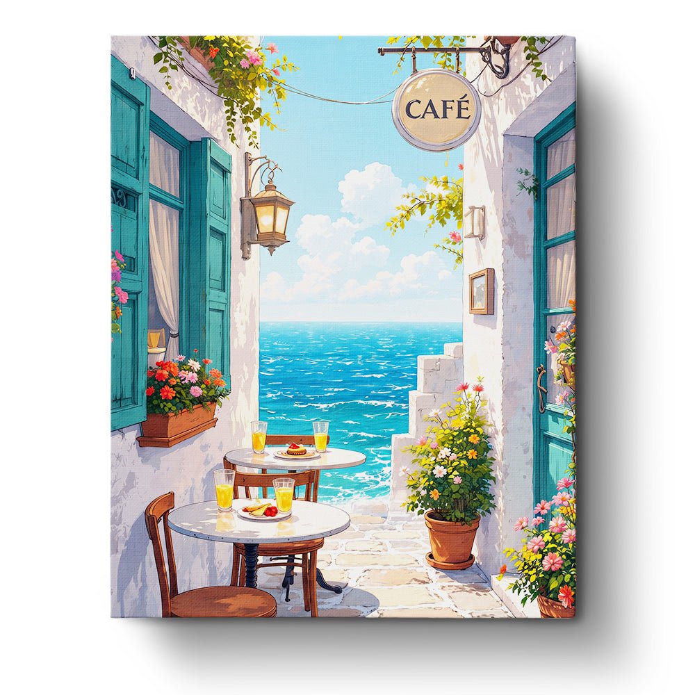 Seaside Café Retreat - Places - BestPaintByNumbers - Paint by Numbers Custom Kit
