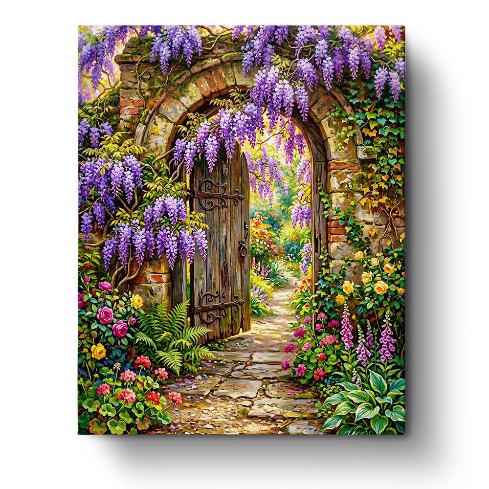 Secret Garden Gate - Landscape - BestPaintByNumbers - Paint by Numbers Custom Kit