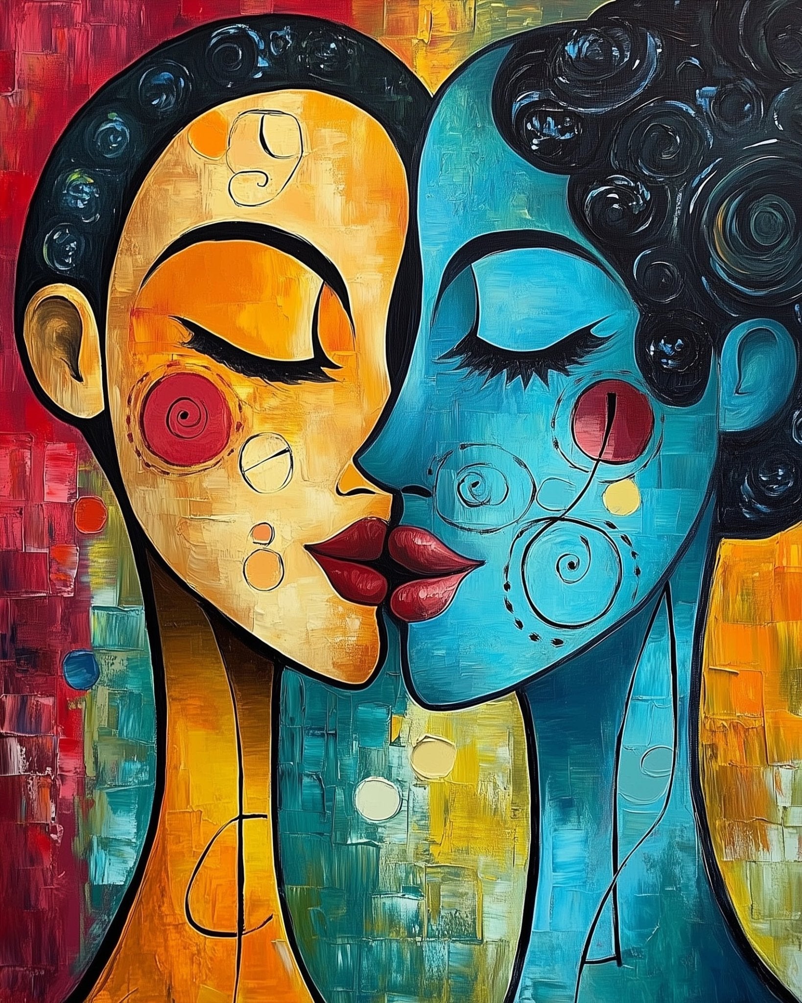 Serene Faces in Harmony - Cubism - BestPaintByNumbers - Paint by Numbers Custom Kit
