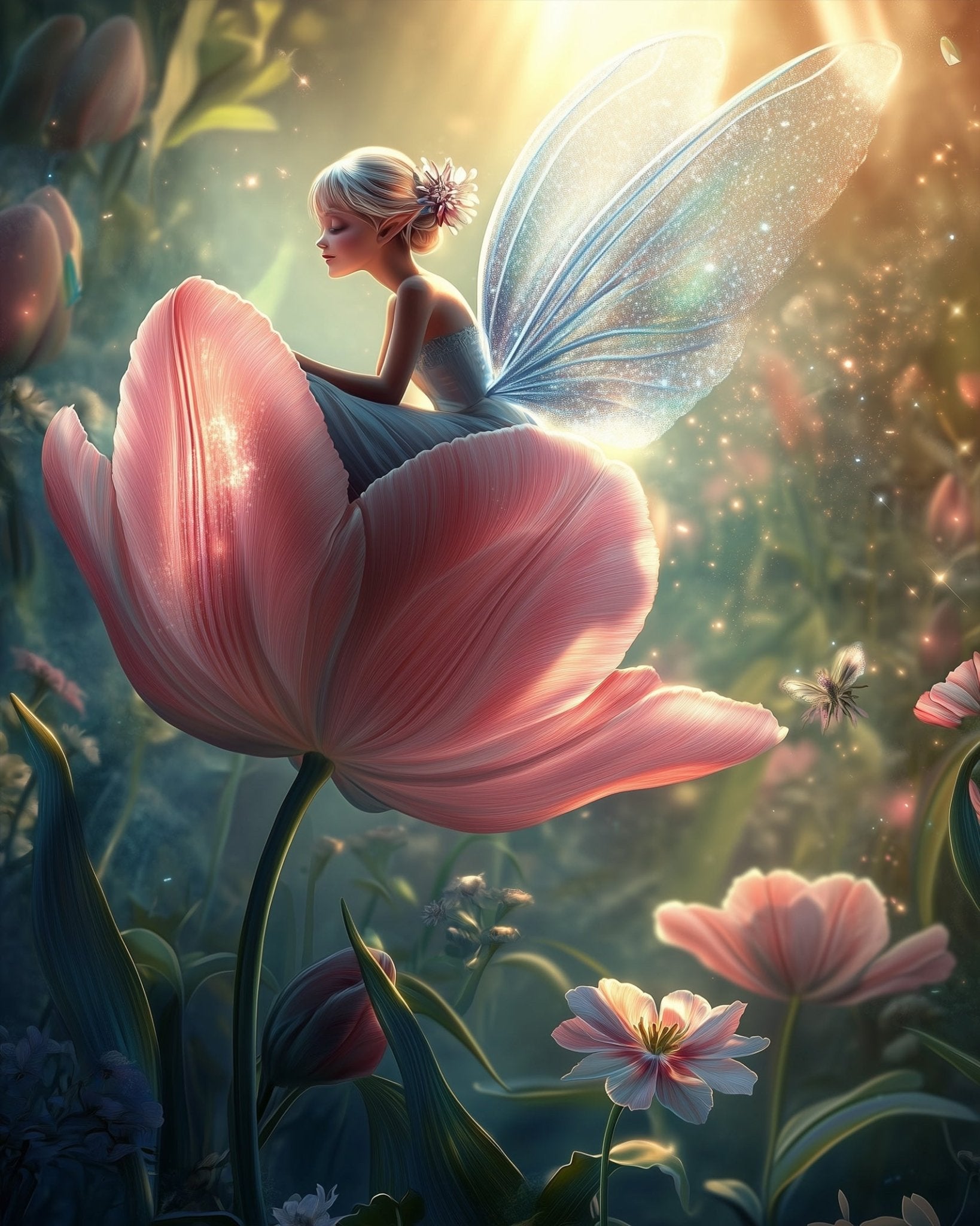 Serene Fairy on Blossom - Fairy Tail - BestPaintByNumbers - Paint by Numbers Custom Kit