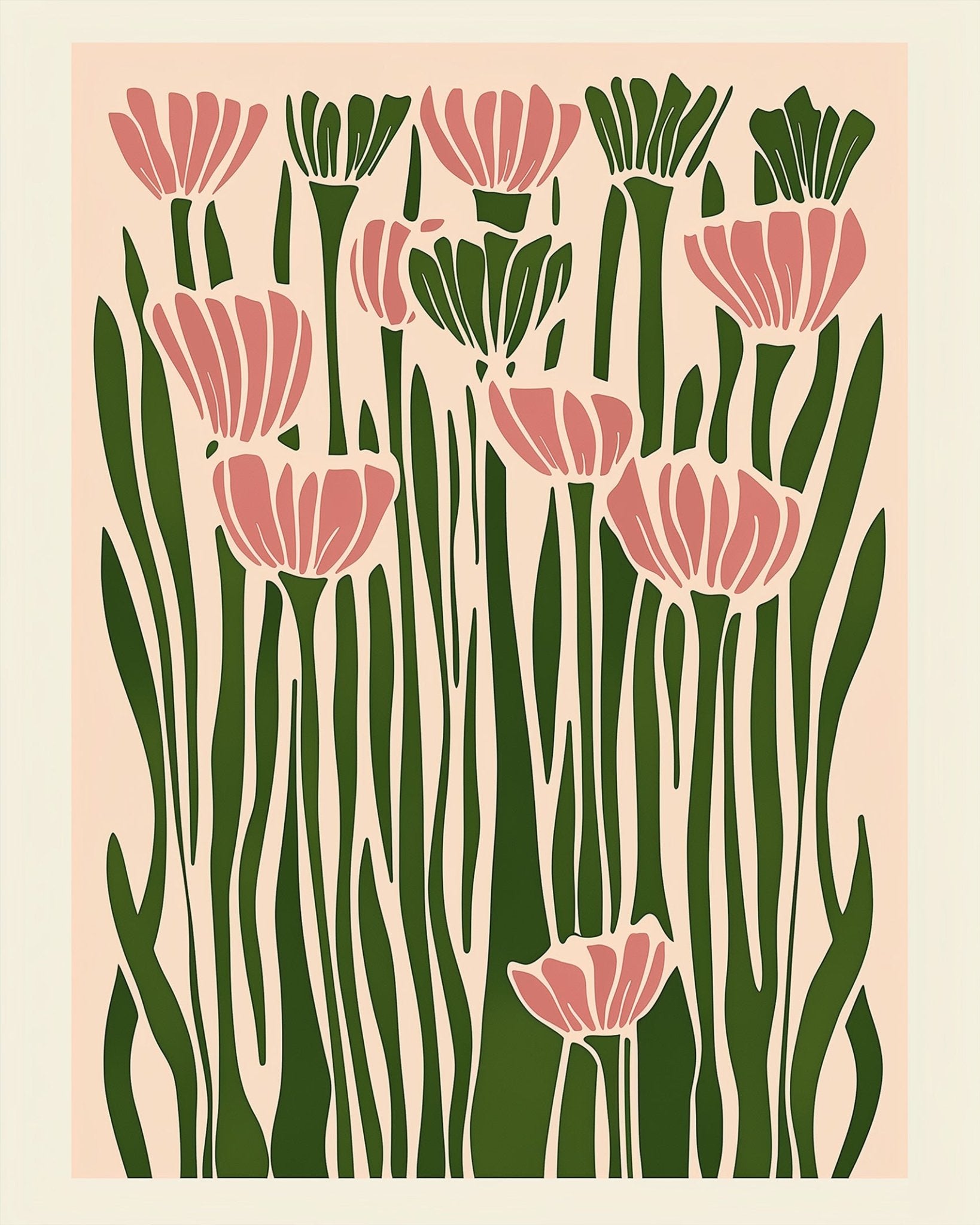 Serene Floral Harmony - Minimalistic - BestPaintByNumbers - Paint by Numbers Custom Kit