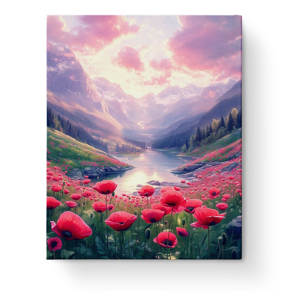 Serene Poppy Valley - Landscape - BestPaintByNumbers - Paint by Numbers Custom Kit