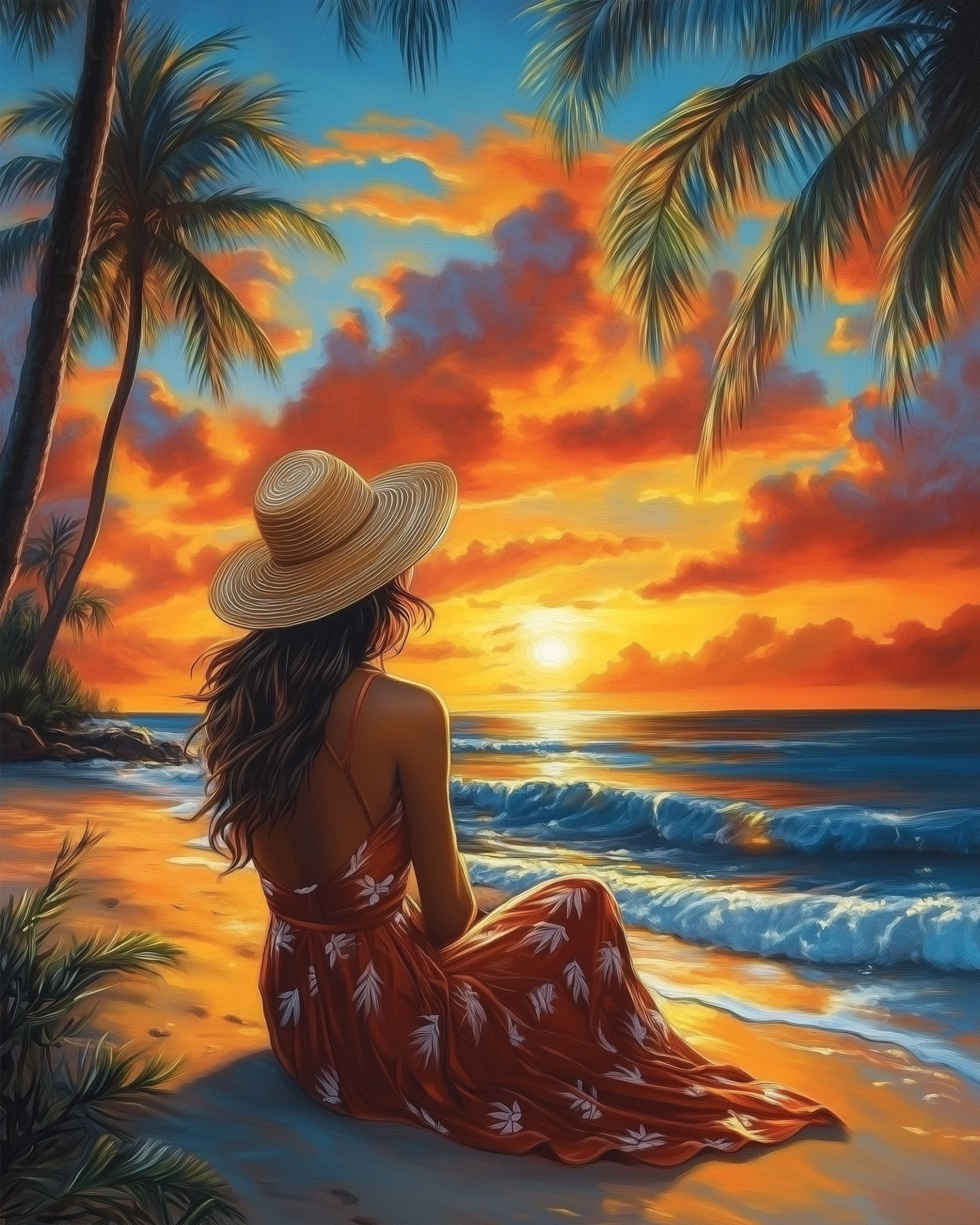 Serene Sunset on the Beach - Summer - BestPaintByNumbers - Paint by Numbers Custom Kit