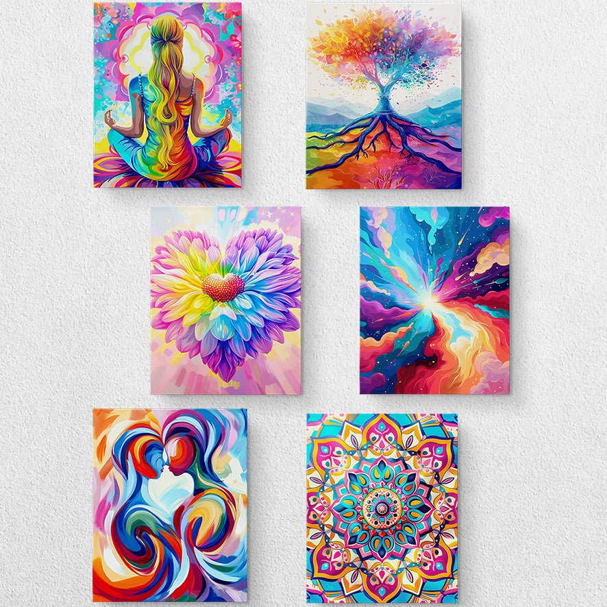 Fixed kit, 24 colors, 12x16in. Colorful mandala design. A stress-relieving, creative escape. BestPaintByNumbers.