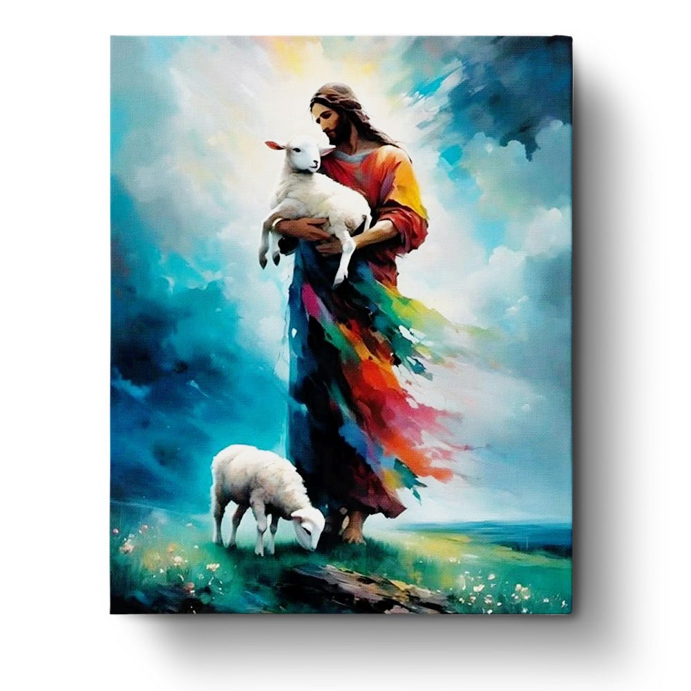 Shepherd with Lambs - Religion - BestPaintByNumbers - Paint by Numbers Custom Kit