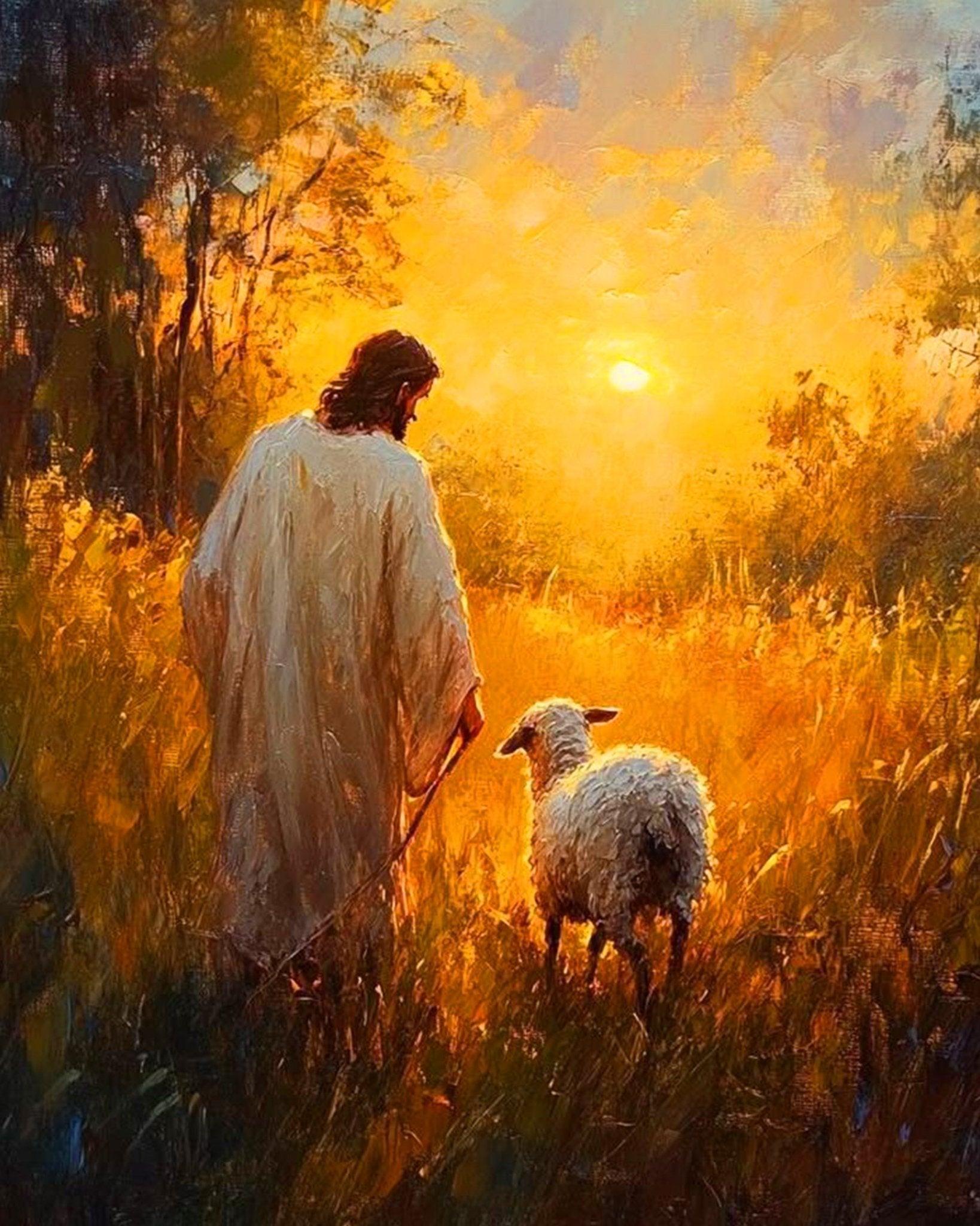 Shepherd's Guidance at Sunset - Religion - BestPaintByNumbers - Paint by Numbers Custom Kit