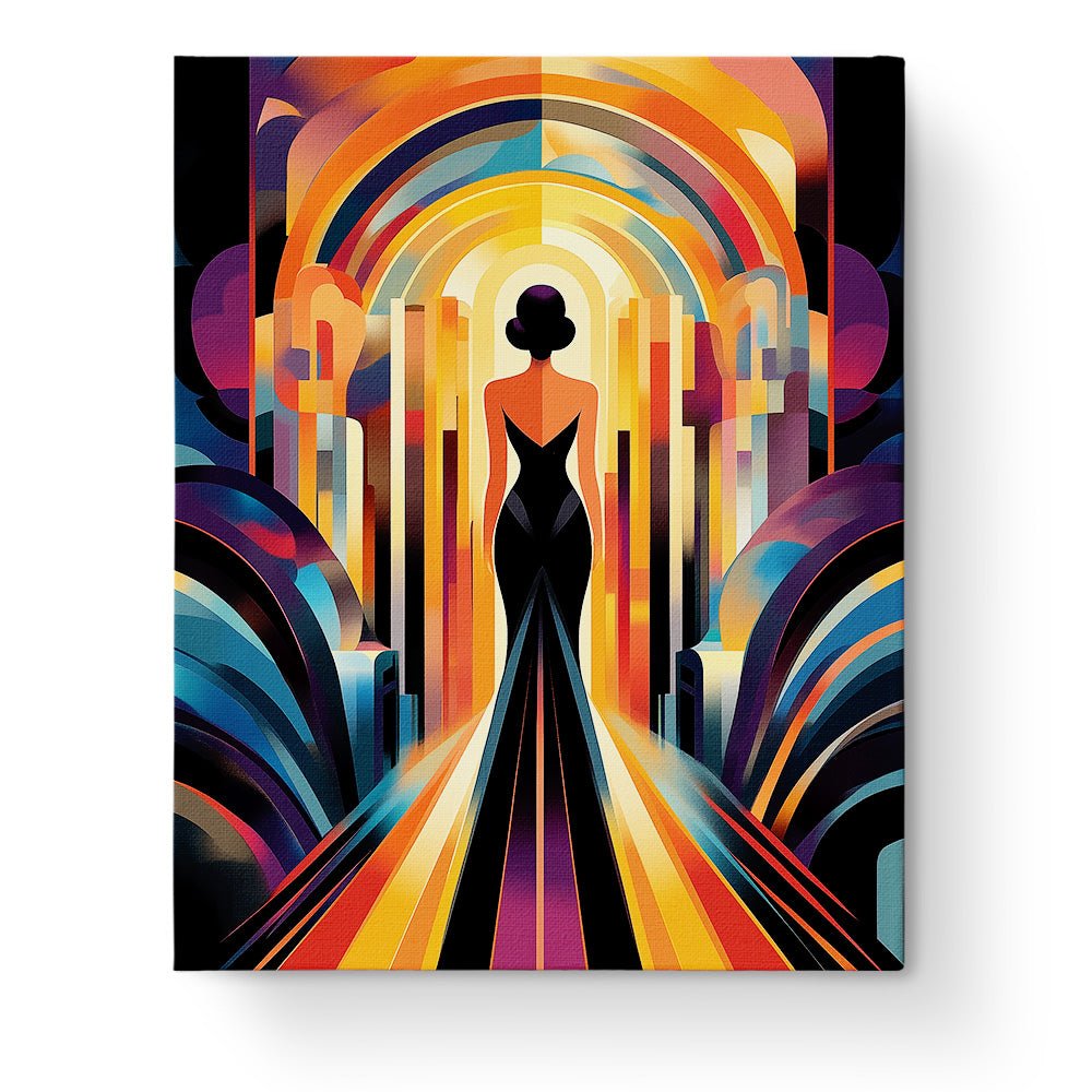 Silhouette Elegance in Sunset Hues - Art Deco - BestPaintByNumbers - Paint by Numbers Custom Kit