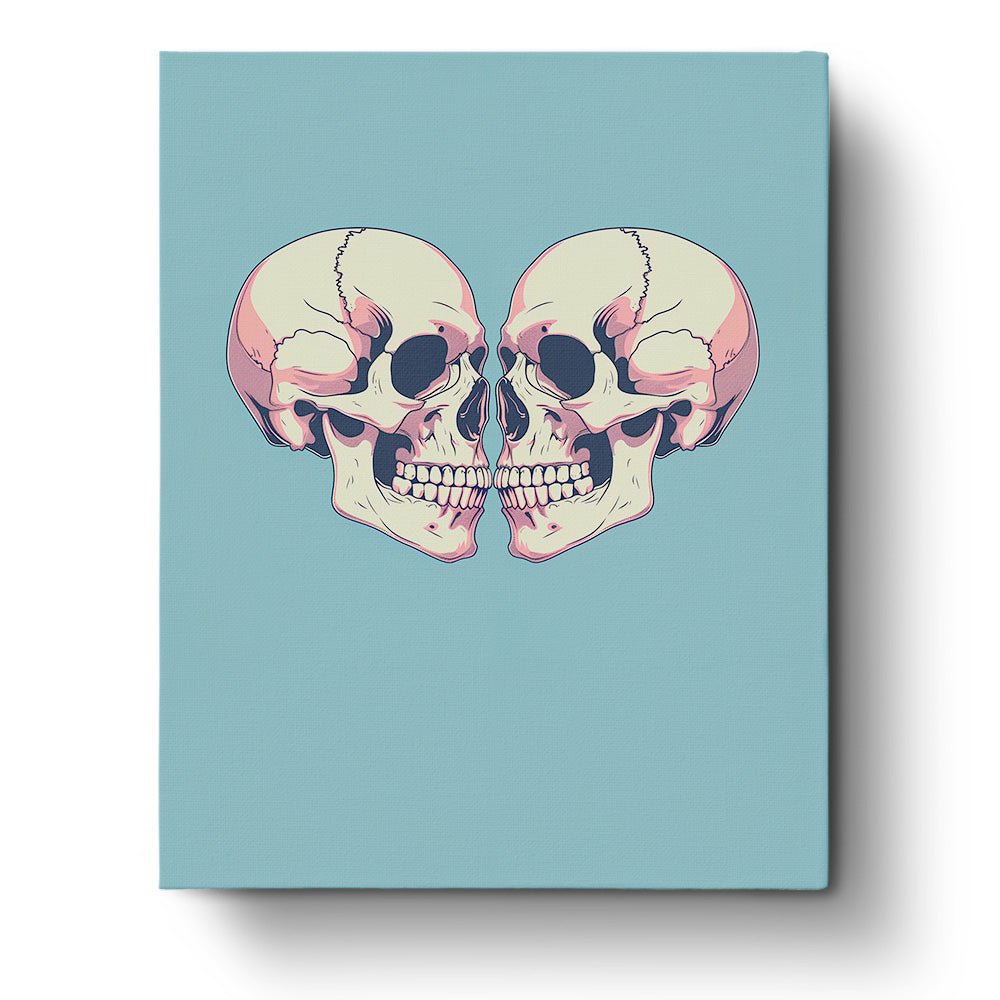Fixed paint by numbers kit, 24 colors, 12x16in. Skeleton twins in bold design. Ideal for relaxation and creativity.