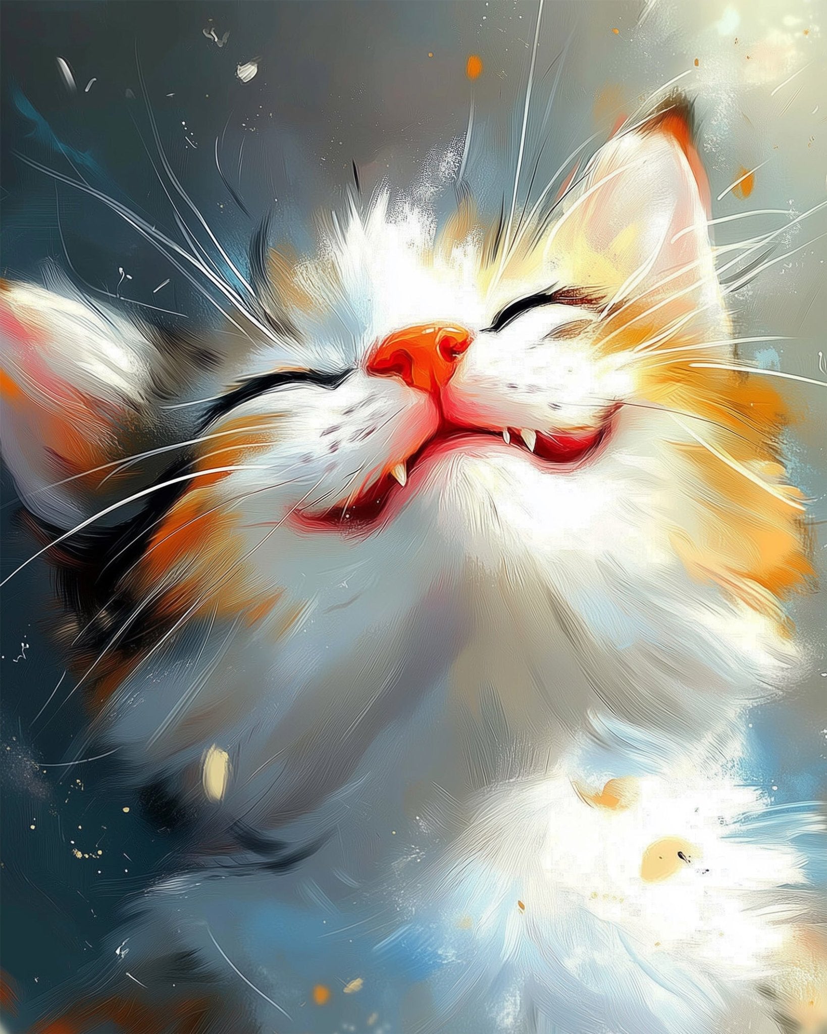 Smiling Kitten Bliss - Asian Art - BestPaintByNumbers - Paint by Numbers Custom Kit