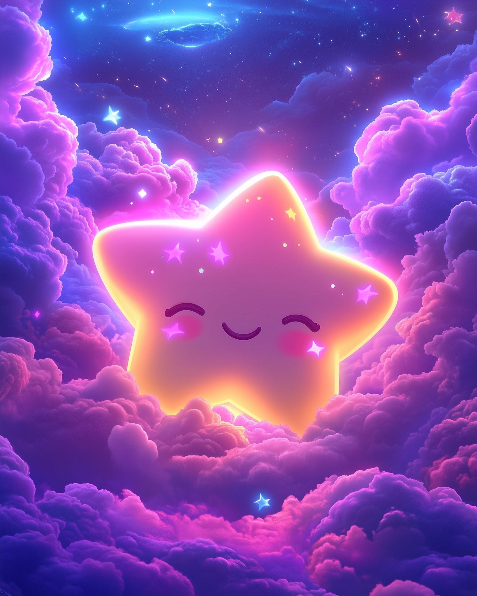 Smiling Star in Cosmic Clouds - Galaxies - BestPaintByNumbers - Paint by Numbers Custom Kit