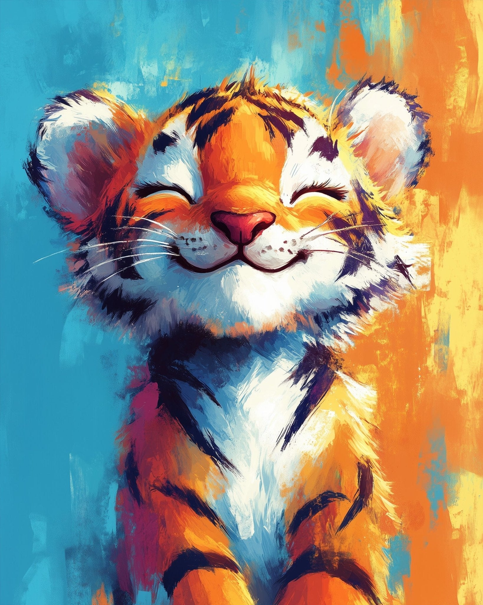 Smiling Tiger Cub - abstract - animals - BestPaintByNumbers - Paint by Numbers Custom Kit