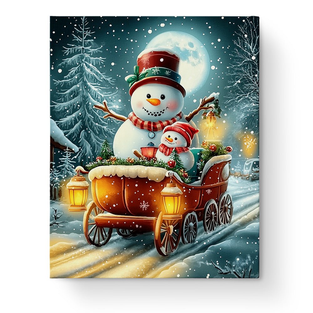 Snowman Sleigh Ride - Christmas - BestPaintByNumbers - Paint by Numbers Custom Kit