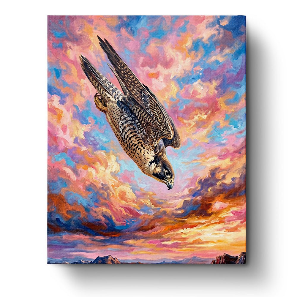 Soaring Falcon at Sunset - Animals - BestPaintByNumbers - Paint by Numbers Custom Kit