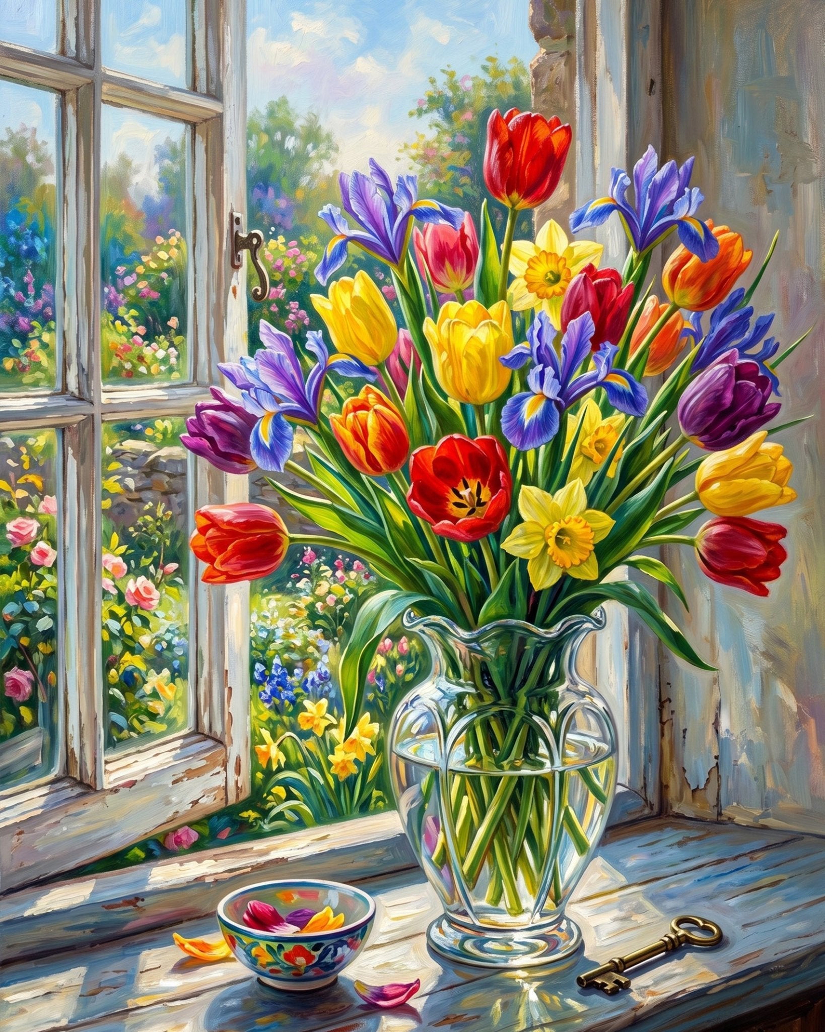 Spring Bouquet in Sunlight - Flowers - BestPaintByNumbers - Paint by Numbers Custom Kit
