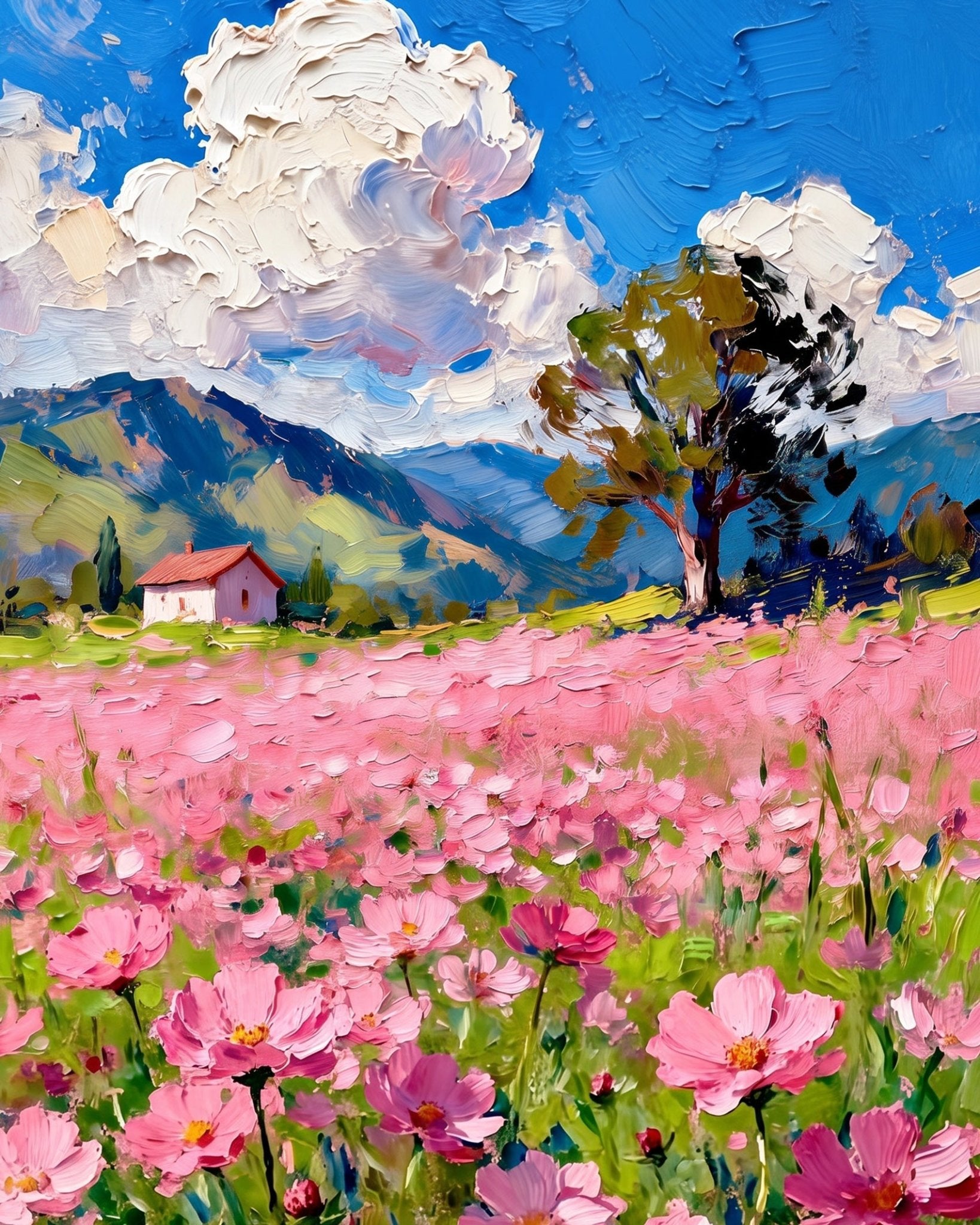 Spring Meadow Cottage - Flowers - BestPaintByNumbers - Paint by Numbers Custom Kit