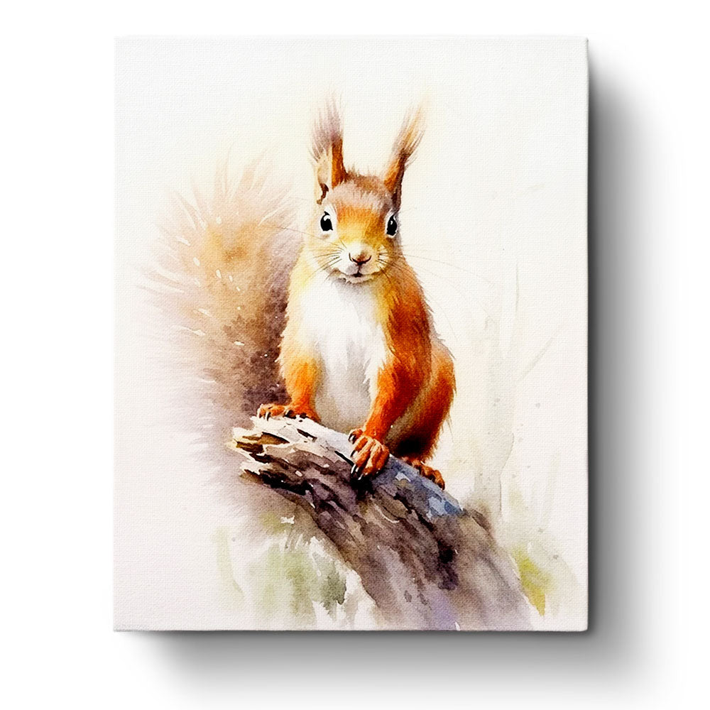 Fixed paint by numbers kit, 24 colors, 16x20in. Detailed squirrel on a branch. Relax and enjoy painting.