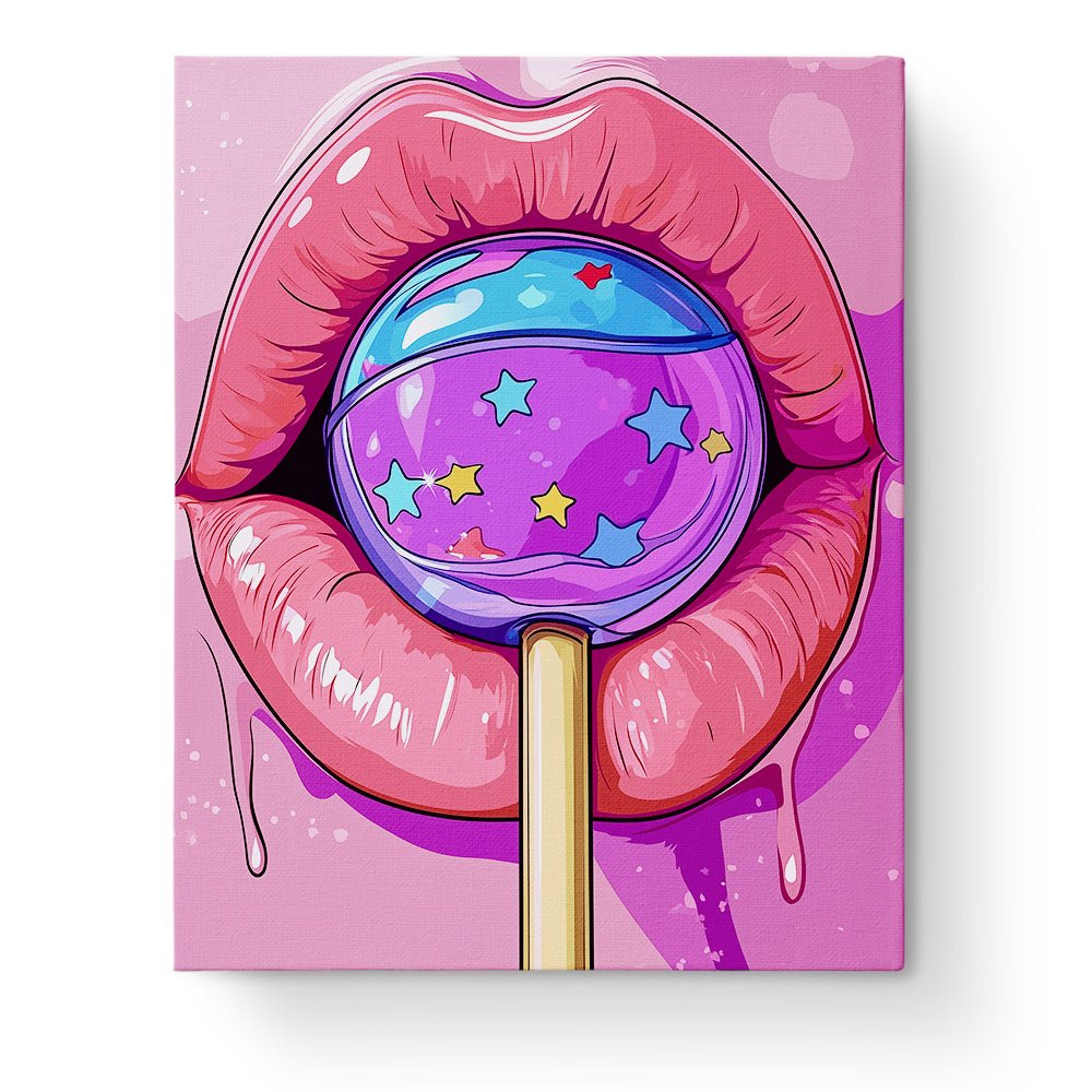 Starry Lollipop Lips - Pop Art - BestPaintByNumbers - Paint by Numbers Custom Kit