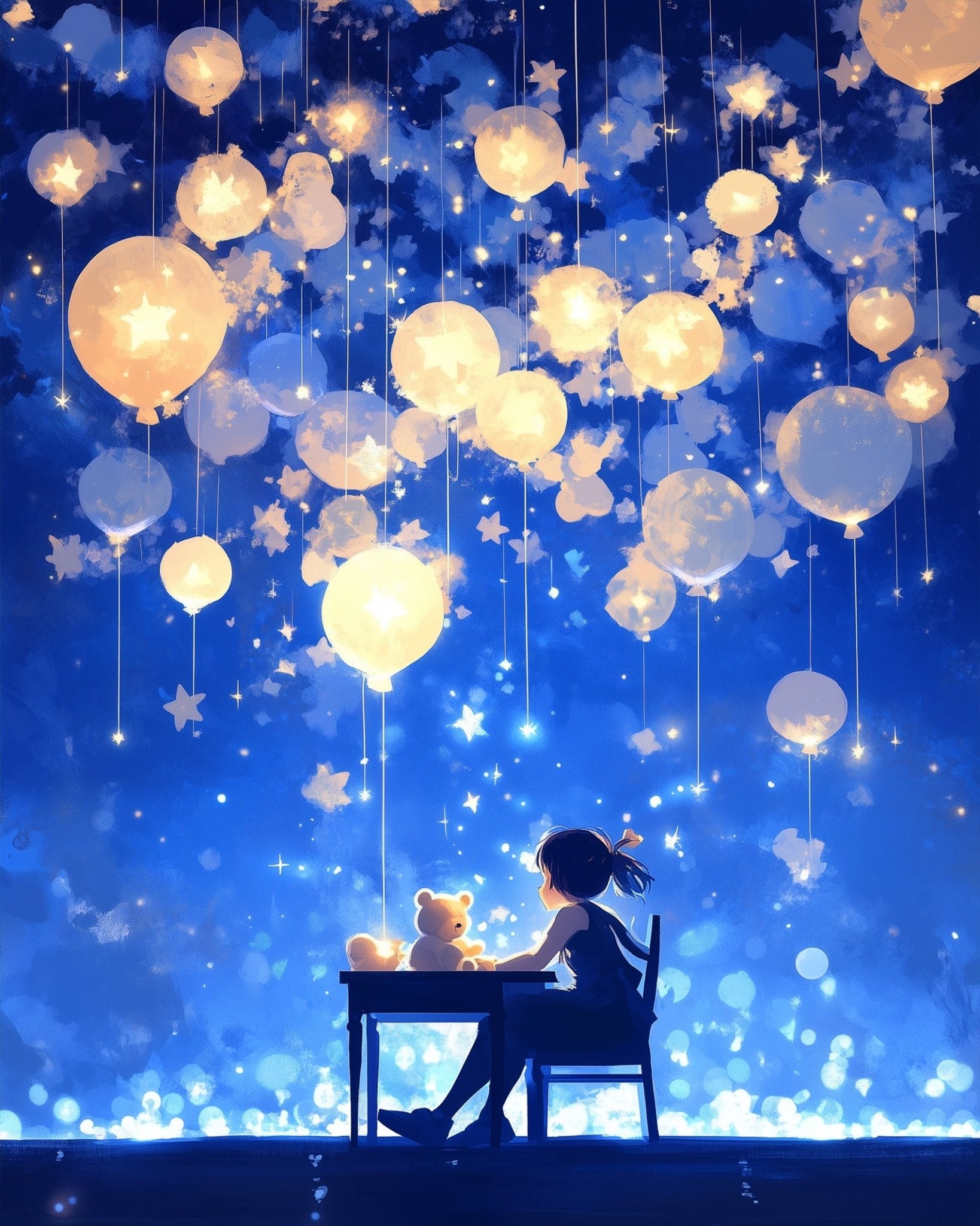 Starry Night Dreams - Lo - Fi - BestPaintByNumbers - Paint by Numbers Custom Kit