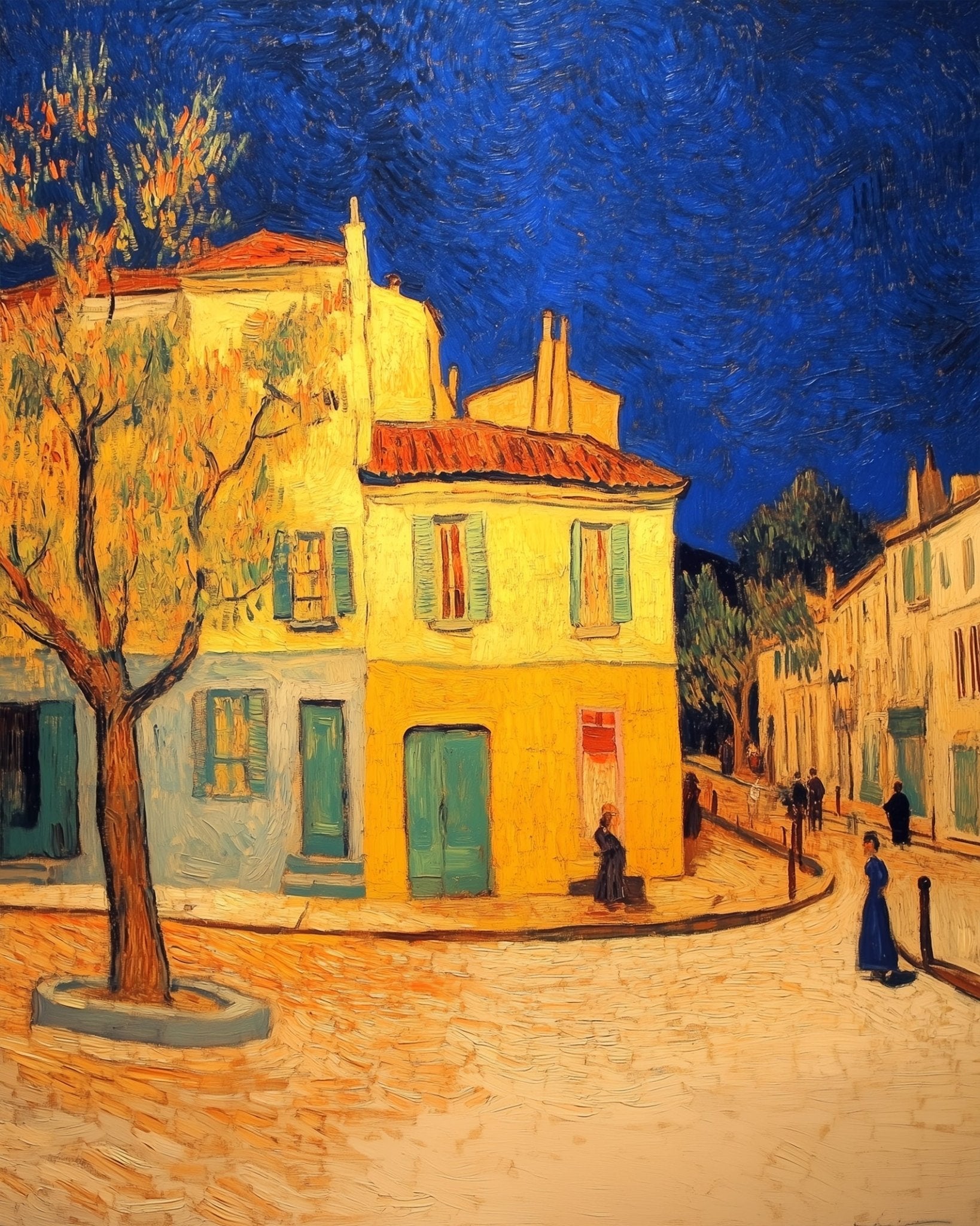 Starry Night Streets - painting - BestPaintByNumbers - Paint by Numbers Custom Kit