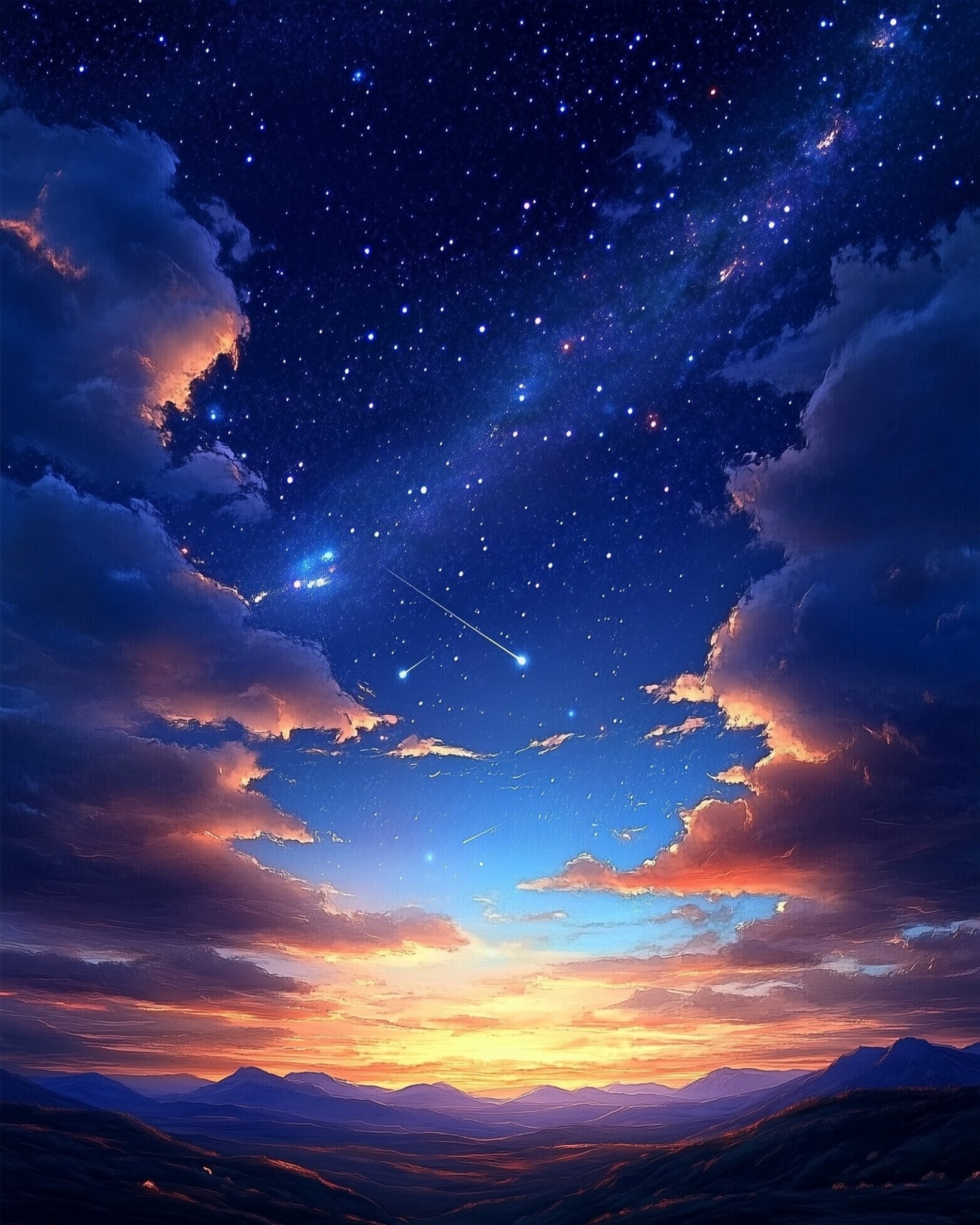 Starry Sky Beyond the Clouds - Galaxies - BestPaintByNumbers - Paint by Numbers Custom Kit