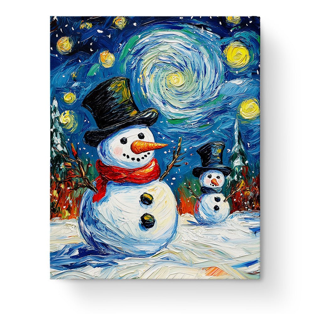 Starry Snowmen Wonderland - Christmas - BestPaintByNumbers - Paint by Numbers Custom Kit